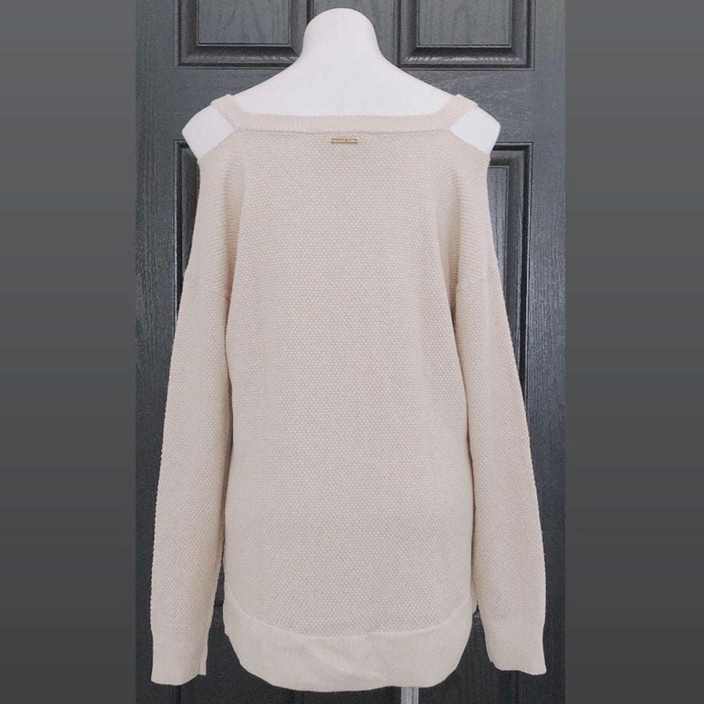 Michael Kors Waffle Knit Sweater, Knit Cut-Out Pullover Size L
