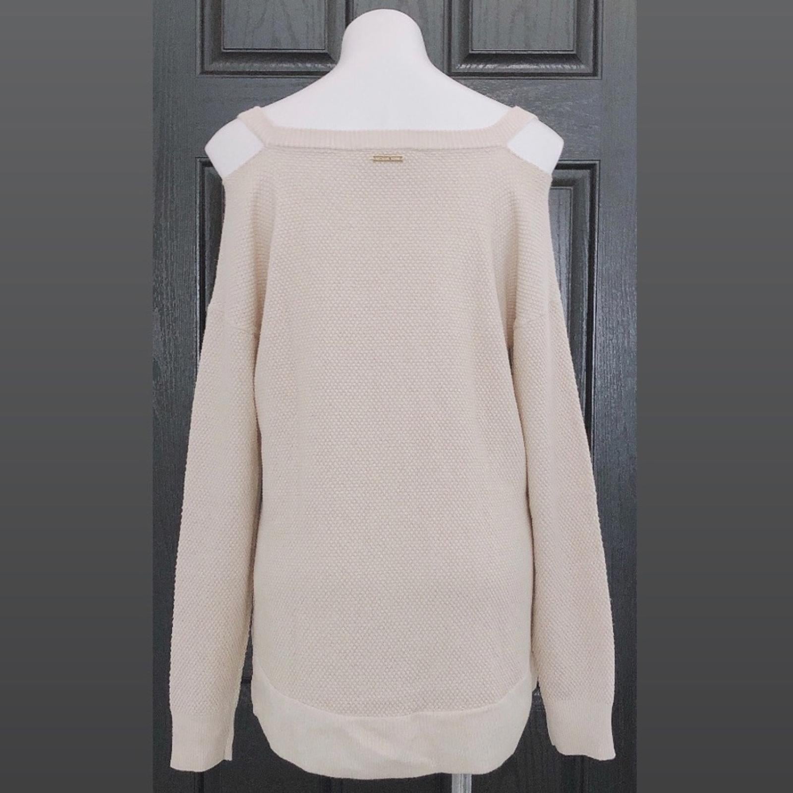 Michael Kors Waffle Knit Sweater, Knit Cut-Out Pullover Size L