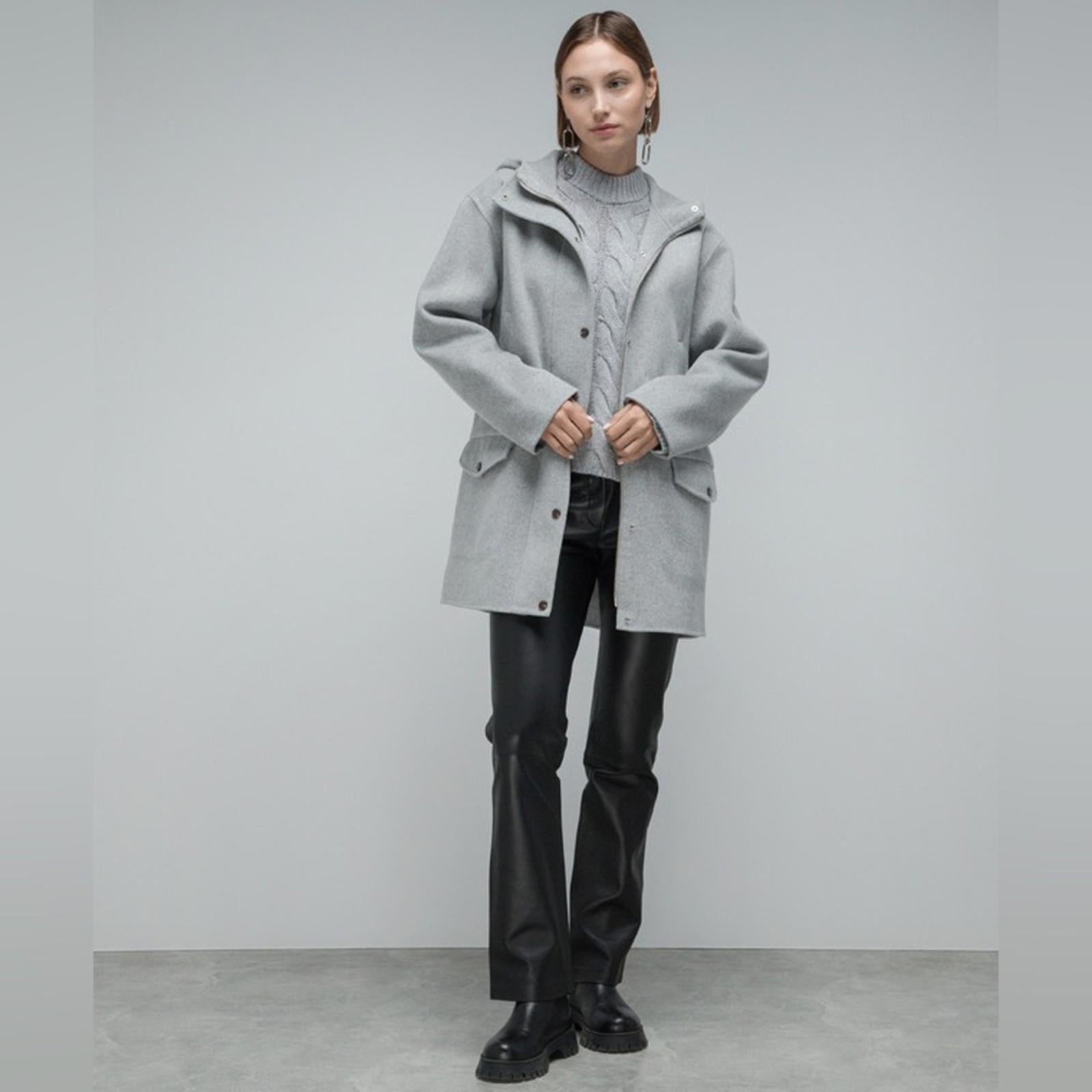 Theory Parka in Double-Face Wool-Cashmere in Melange Grey, Size M New w/Tag $895