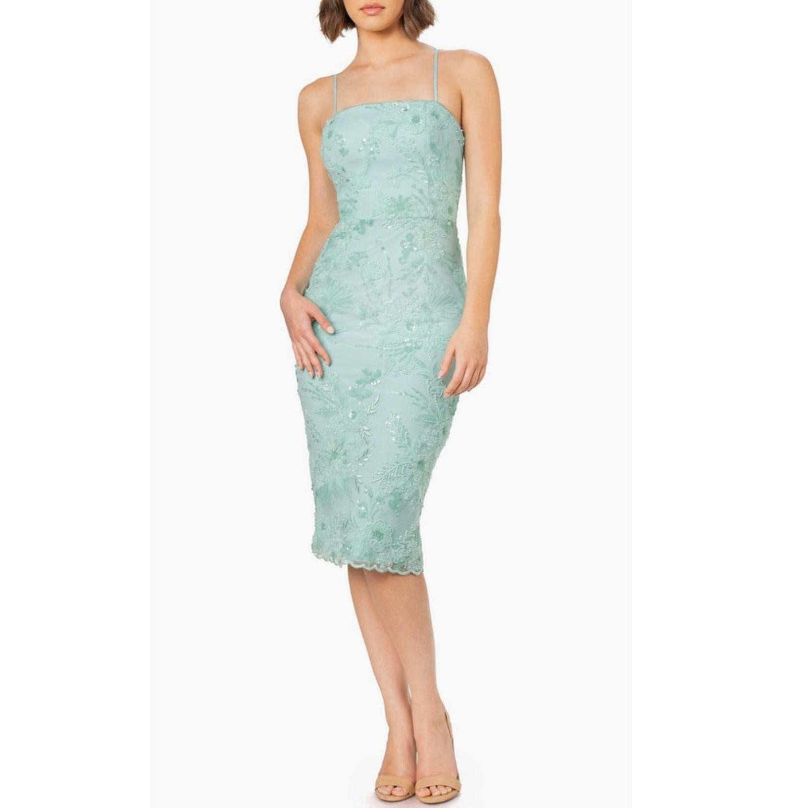 Dress the Population Josselyn Sequin Floral Body-con Dress, Mint Size M NWT $328