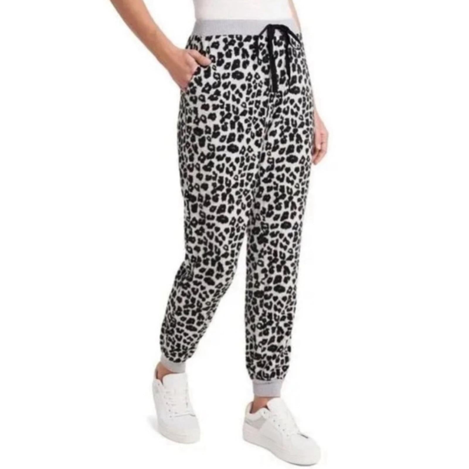 Vince Camuto Cheetah Print Jogger Pants in Grey & Black, Size XS New w/Tag
