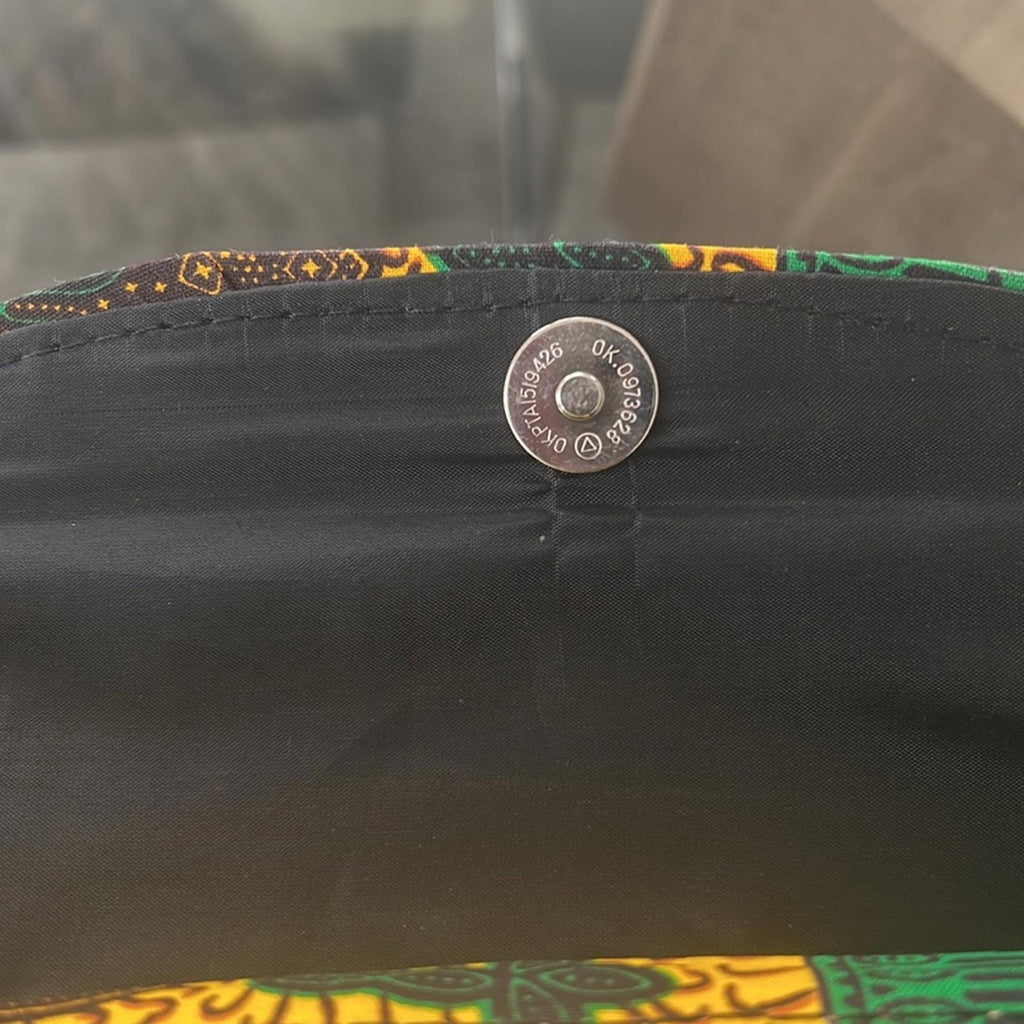 NEW Handmade Ankara Clutch Bag, Yellow/Green (No tags)