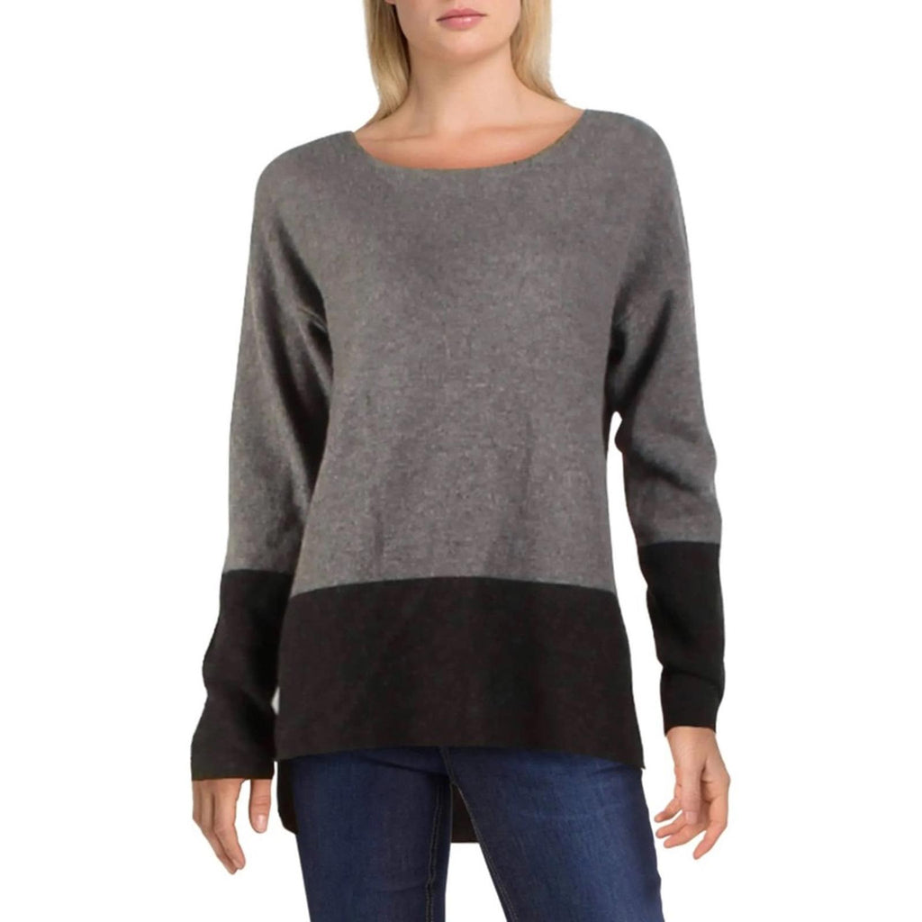 Kier+J Cashmere Boat Neck Sweater Charcoal w/Gray, Size L New w/Tag Retail $268