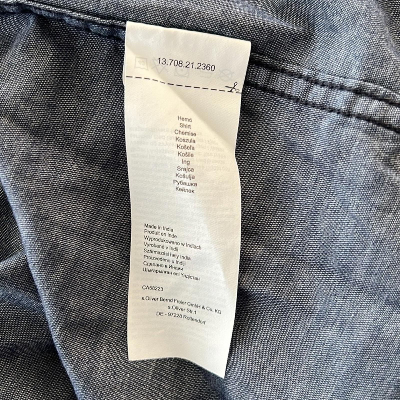 s.Oliver Slim Fit Shirt with All-Over Print, Denim Shirt, Size XL EXCELLENT!