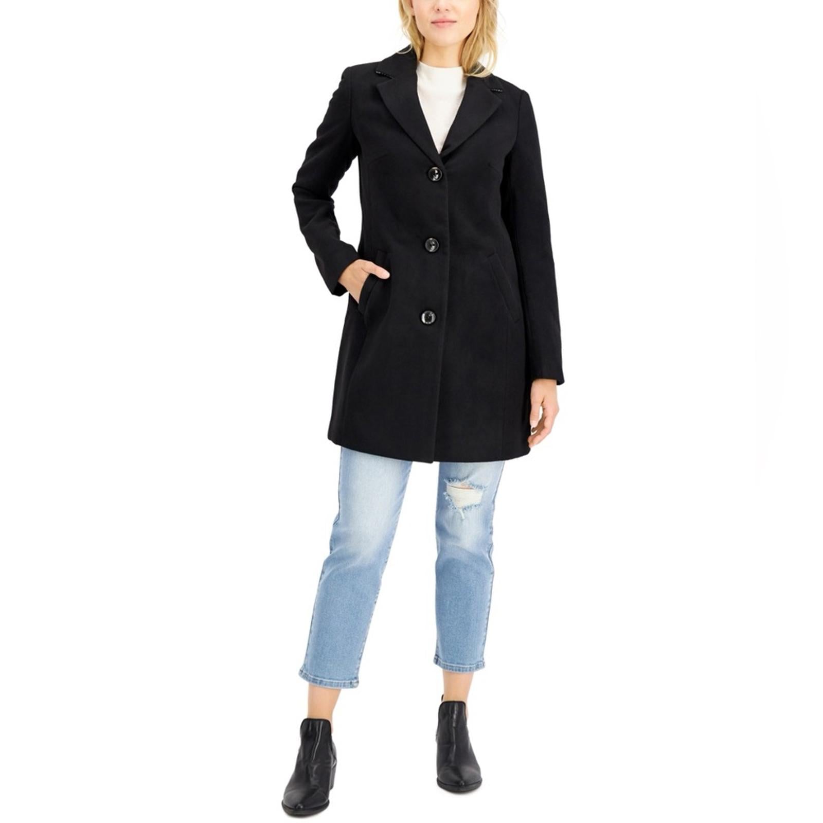 Maralyn & Me Single Breasted Reefer Trench Coat in Black, Size S New w/Tag