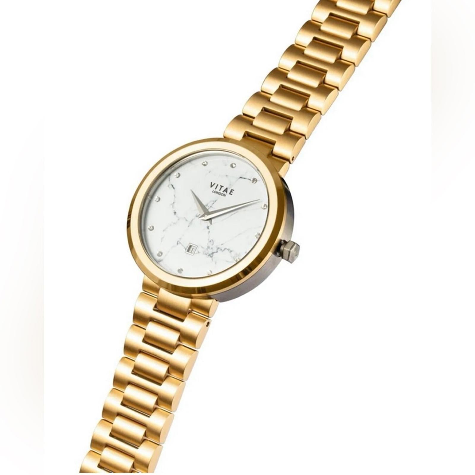 Vitae London Elmington Gold-Tone Stainless Steel Bracelet Watch 36mm NWT $259