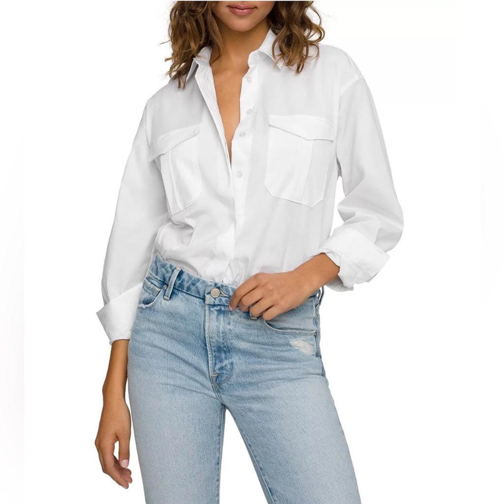 Good American The Good Shirt in White, Size 1 (Small) New w/Tag Retail $129