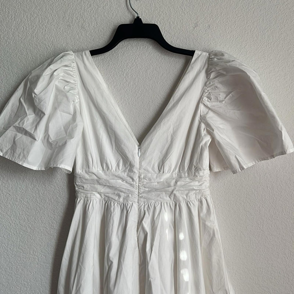 Rhode Margot Cotton Flutter Sleeve Maxi Dress in White, NWT, Size 4
