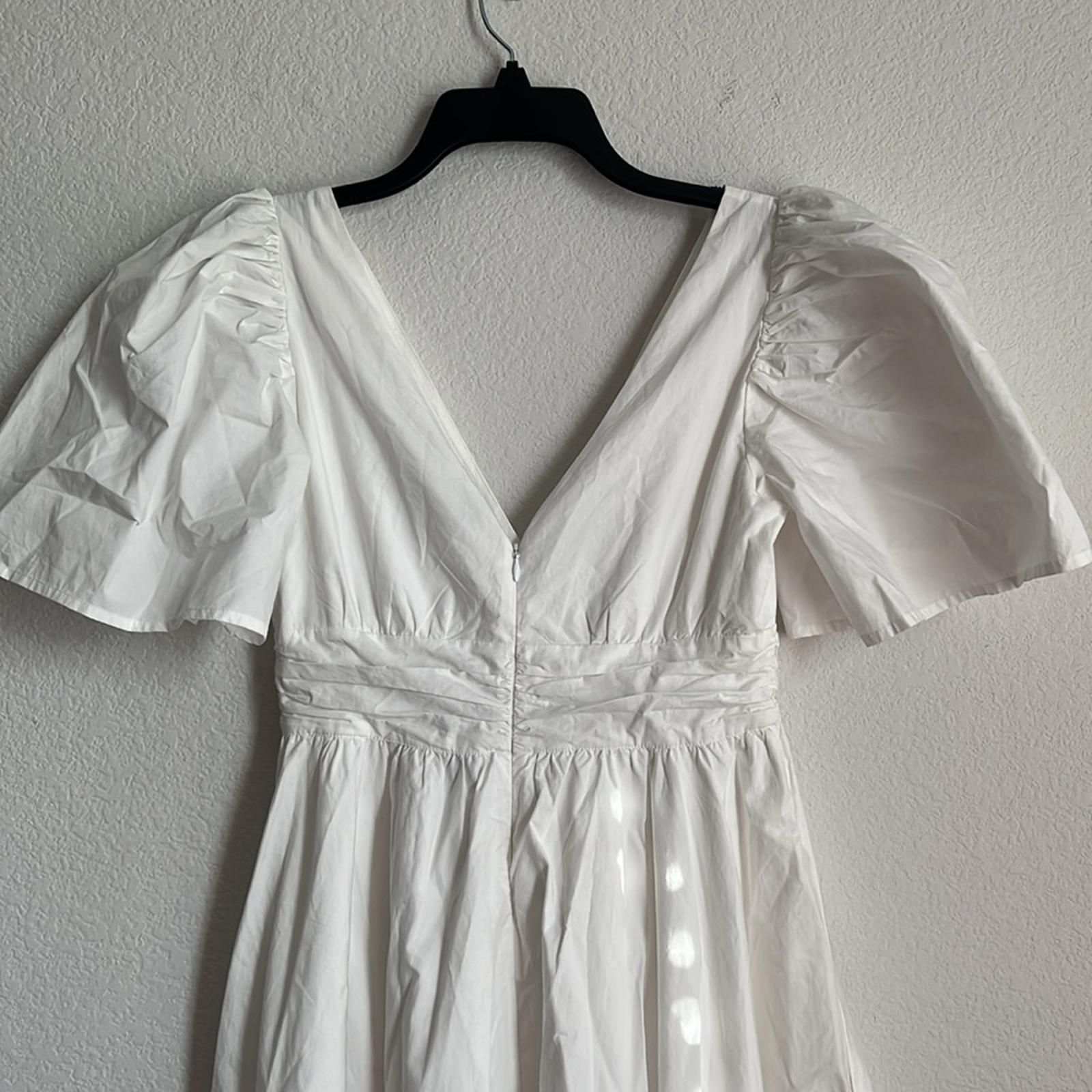 Rhode Margot Cotton Flutter Sleeve Maxi Dress in White, NWT, Size 4