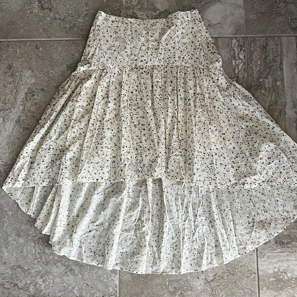 NEW Vince Camuto Beige Zippered Lined Tiered Midi HiLo Skirt Size 10 New w/o Tag