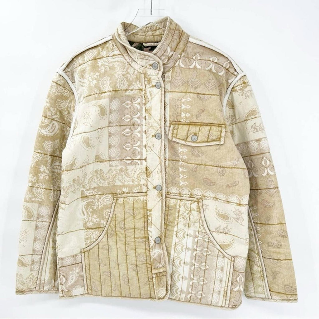 NEW Free People Fade Out Utility Quilted Jacket in Amber, Size XL Retail $228