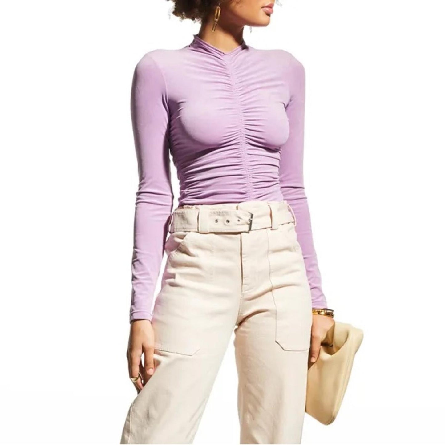 A.L.C. Ansel Shirred Top in Purple X REVOLVE, Size XS New w/Tag Retail $295