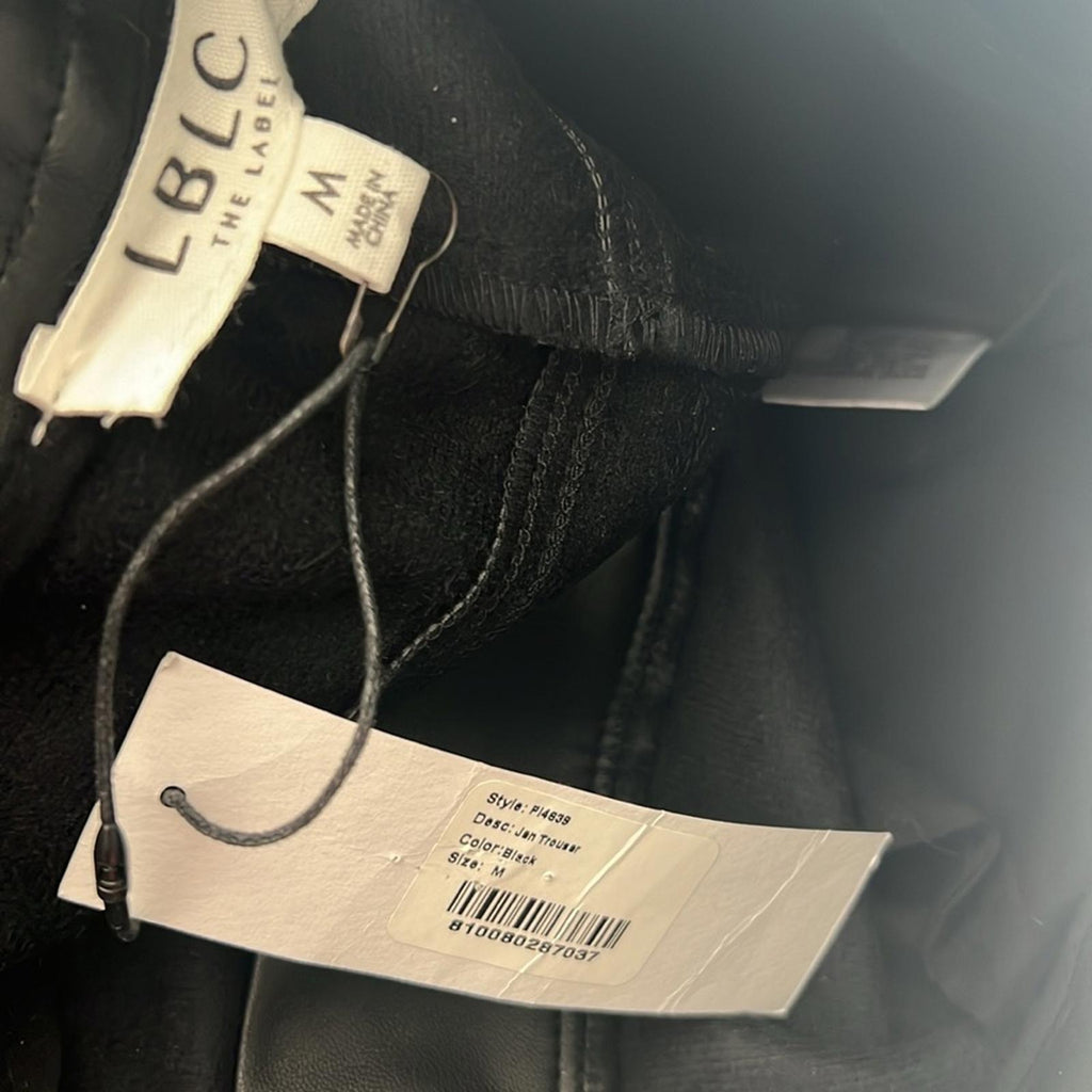 LBLC THE LABEL Jen Faux Leather Cropped Pants, Black Size M New w/Tag