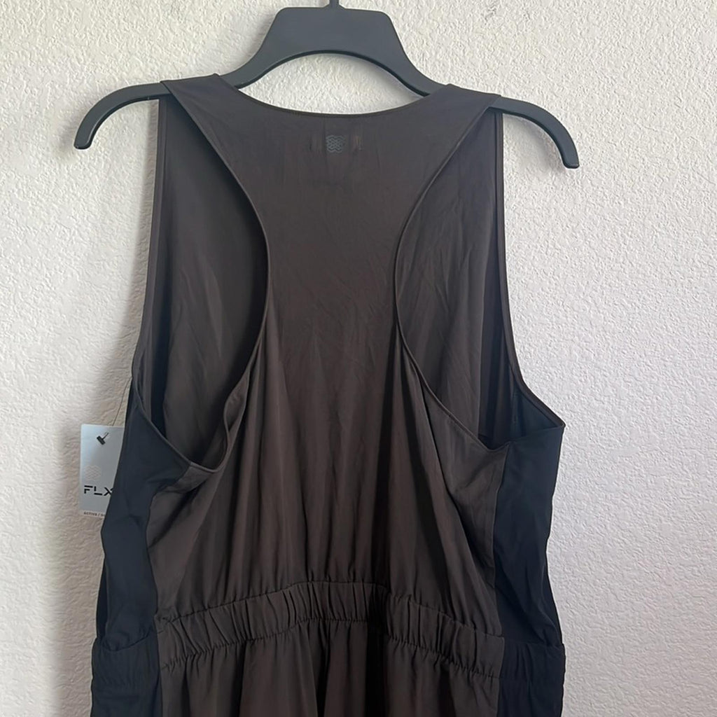 FLX Active Brown Sleeveless Woven Jumpsuit, Size XL, New with Tag