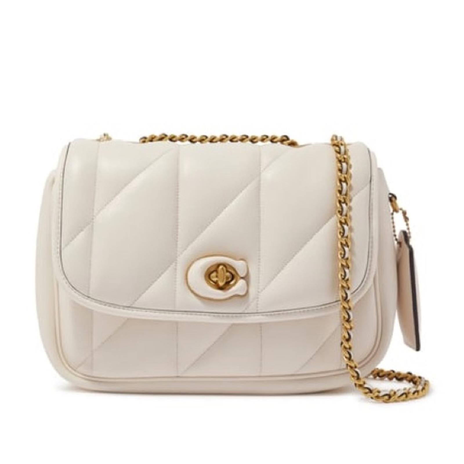 COACH Quilted Pillow Madison Shoulder Bag in Chalk, EXCELLENT!