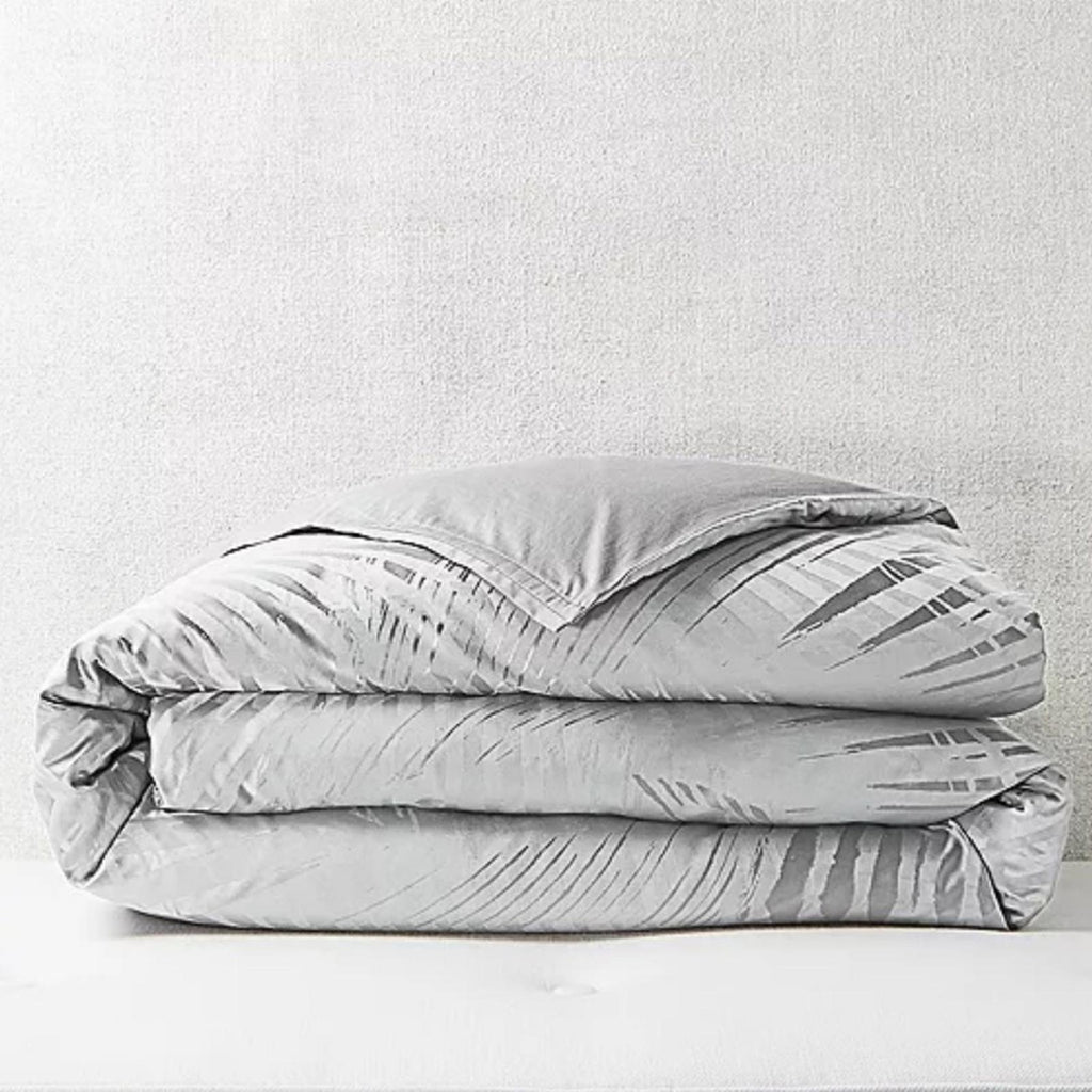 Hudson Park Collection Palmetto Cotton Silk Duvet Cover in Grey, King NEW