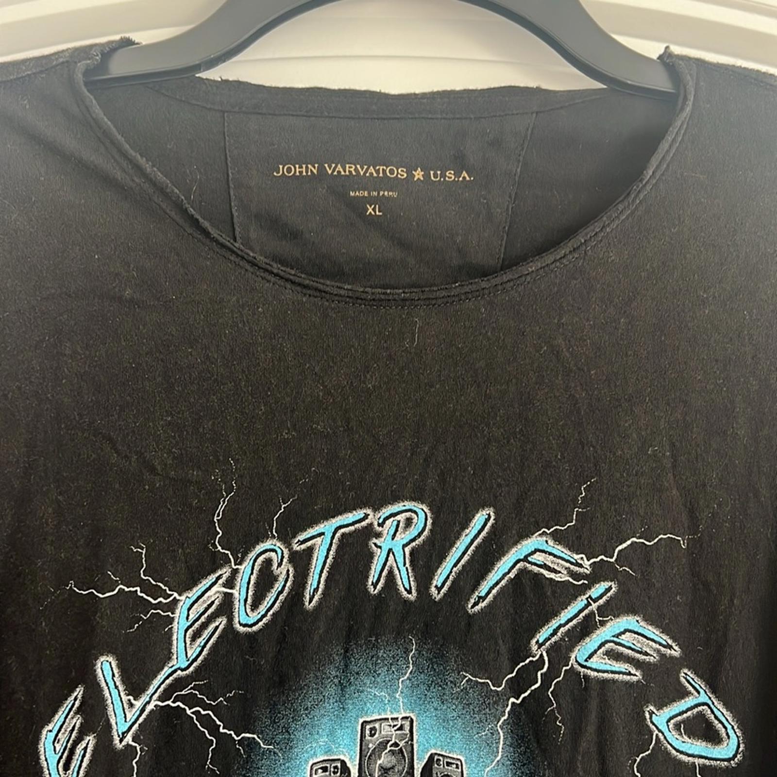 John Varvatos Electrified Vintage Crew Neck Tee in Black, Size XL New w/Tag
