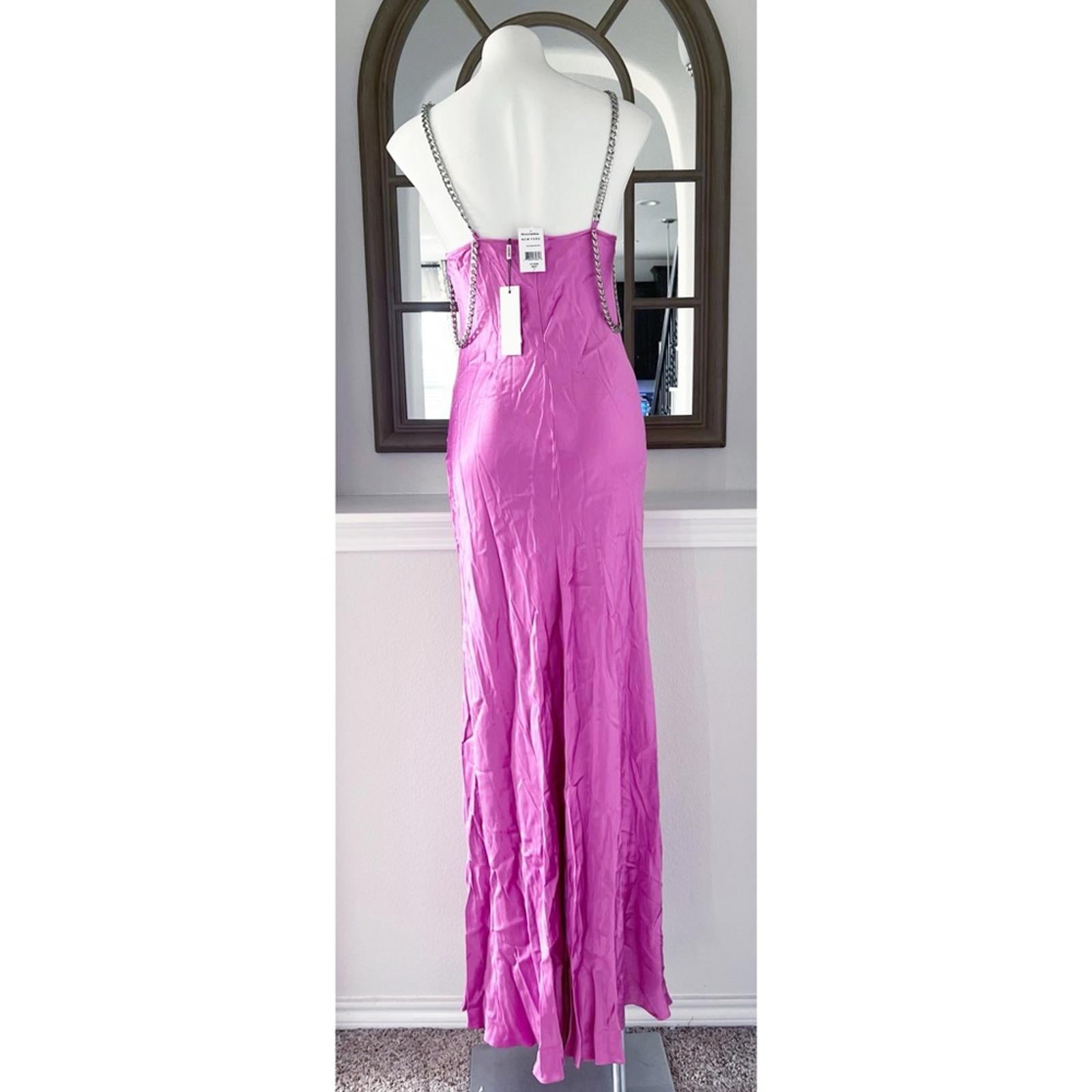 L’Agence Majesty Chain Trim Gown in Pink, Size 2 New w/Tag