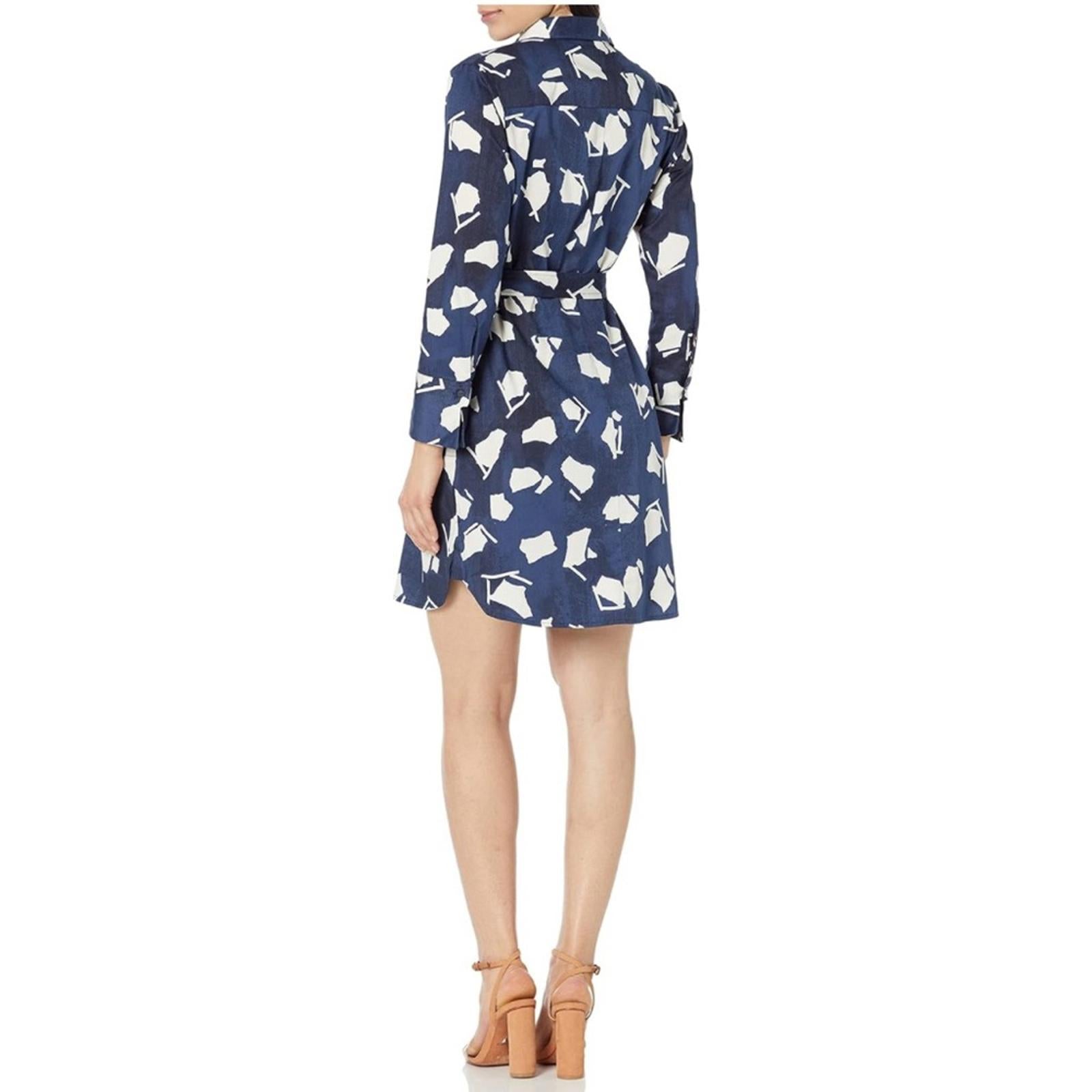 NIC+ZOE Collared Mosaic Blues Mini Dress in Indigo Multi Size L New w/Tag $218