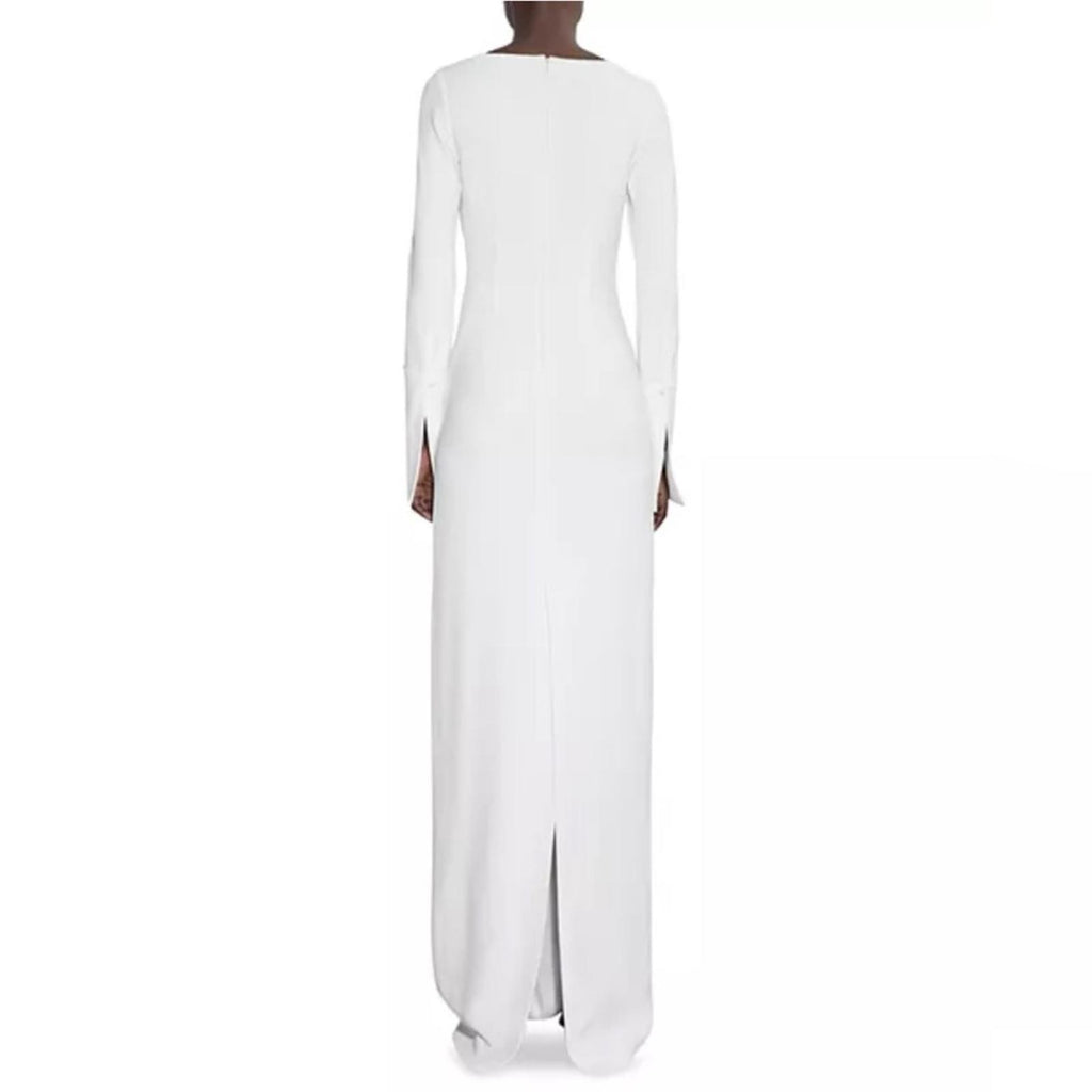 Et Ochs Gabriella Open Neck Gown Long Sleeve Dress in White, NWT, Size 4