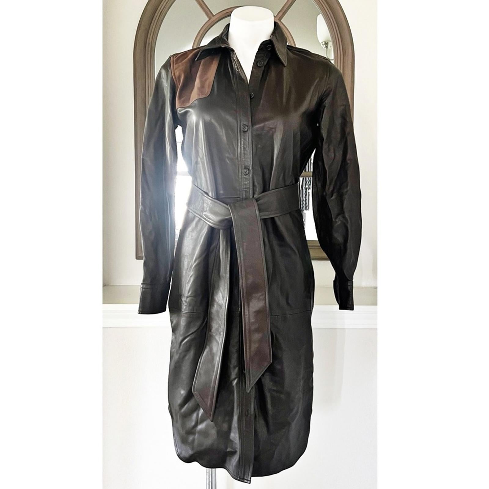 Lauren Ralph Lauren BLACK LABEL Goat Suede Dress in Brown Size 2 New w/Tag $895