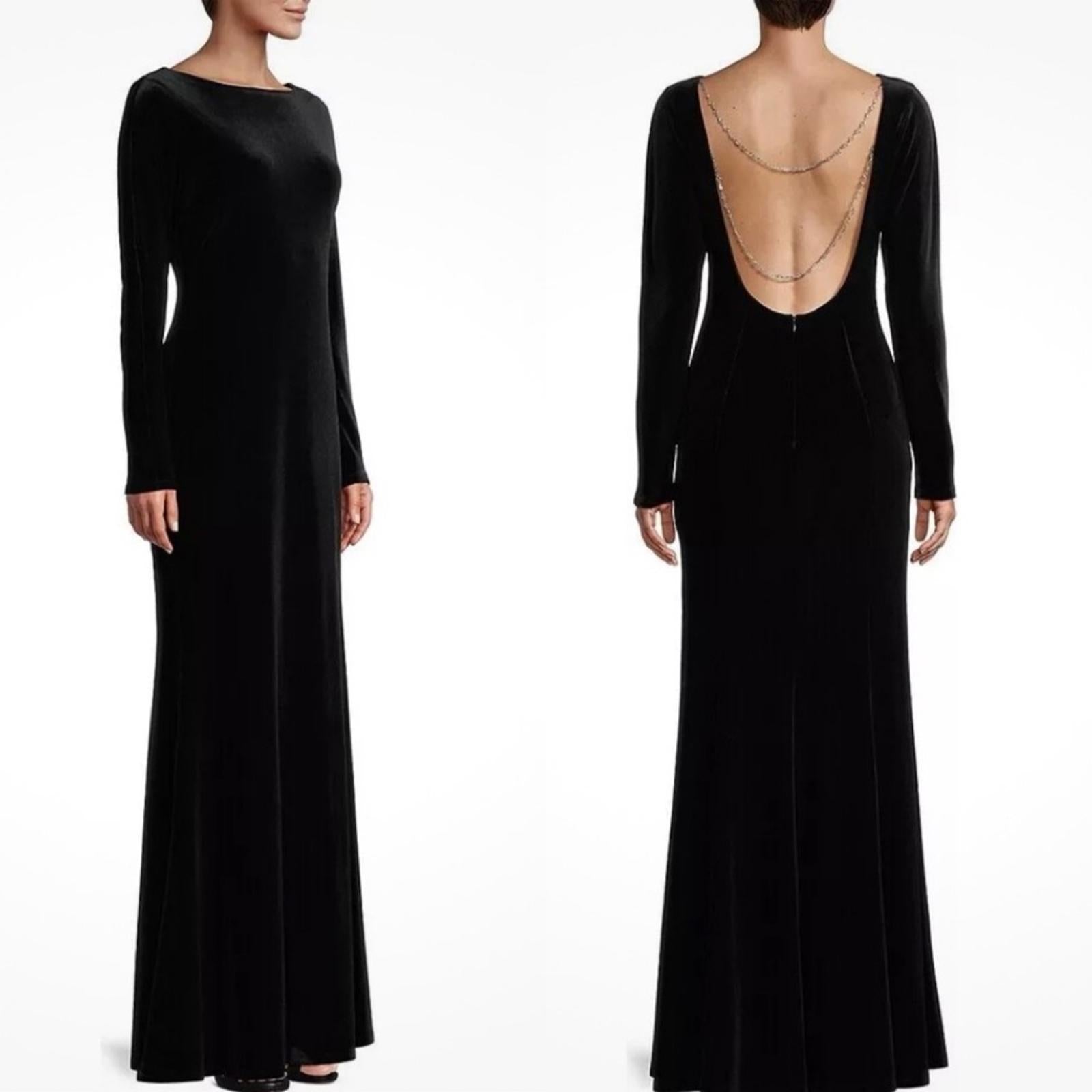 Donna Karan NY Jewel Low Back Velvet Gown in Purple, Size 10 NEW w/Tag $450