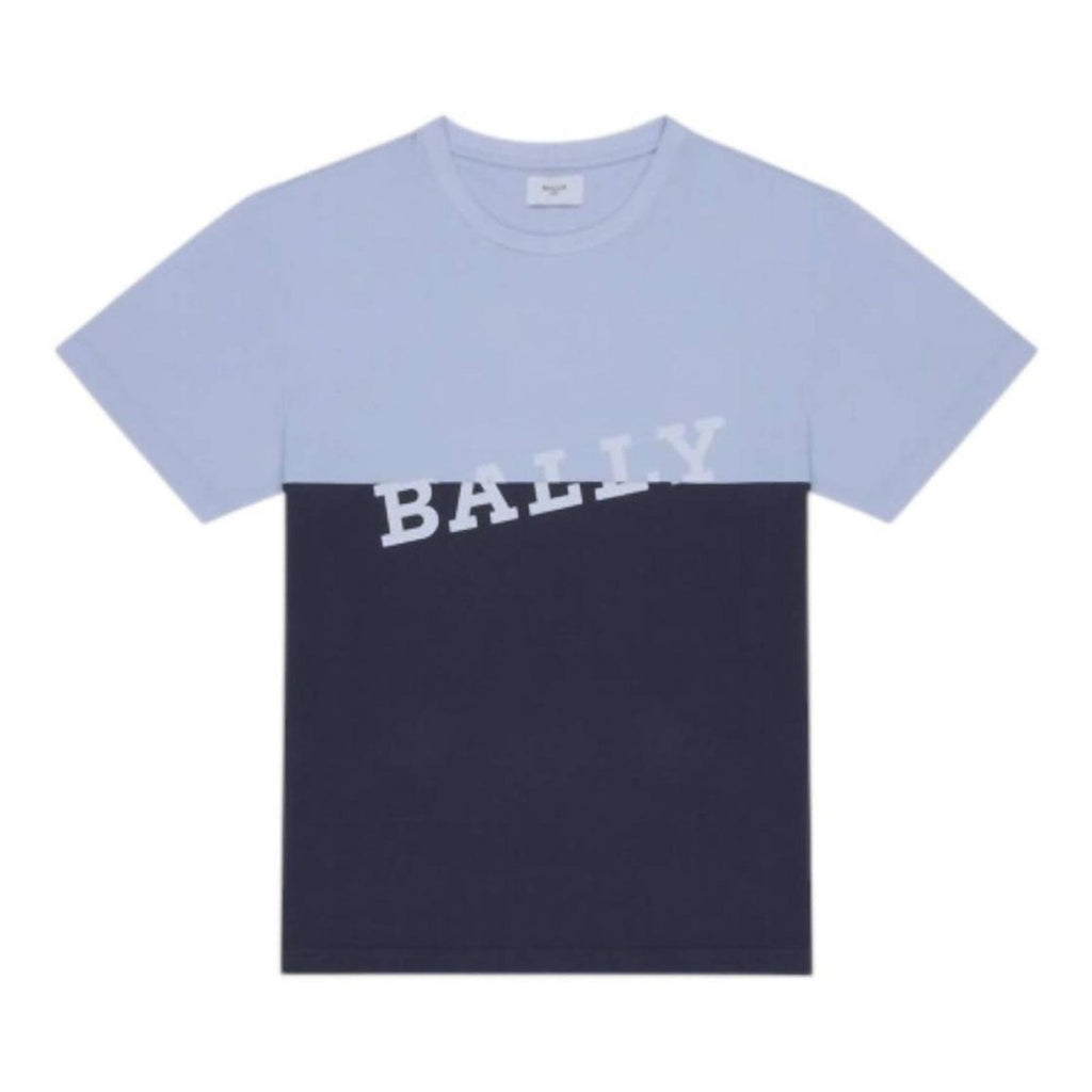 Bally Men’s Colorblock Logo Tee in Poolside/Midnight, Size M. NWT