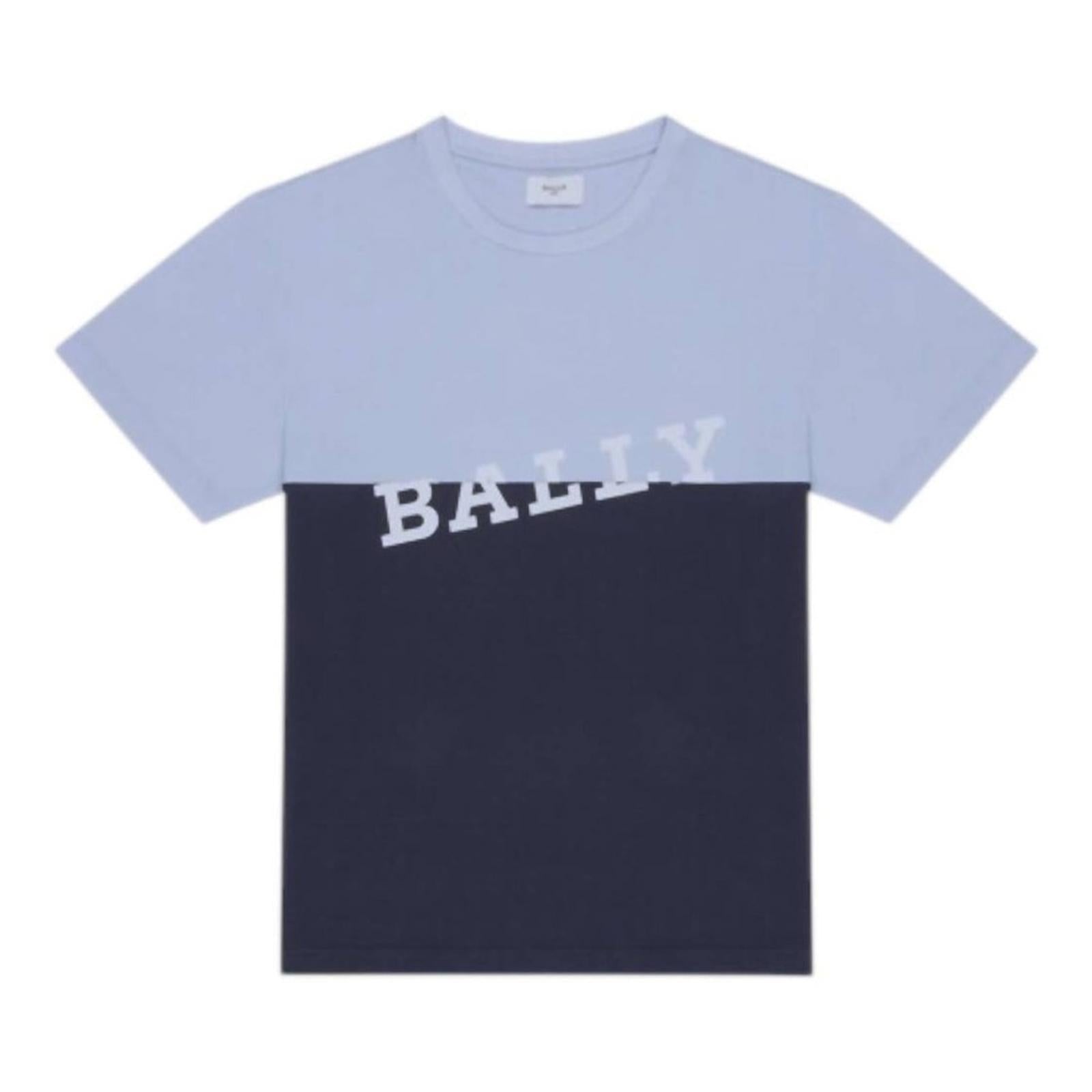 Bally Men’s Colorblock Logo Tee in Poolside/Midnight, Size M. NWT