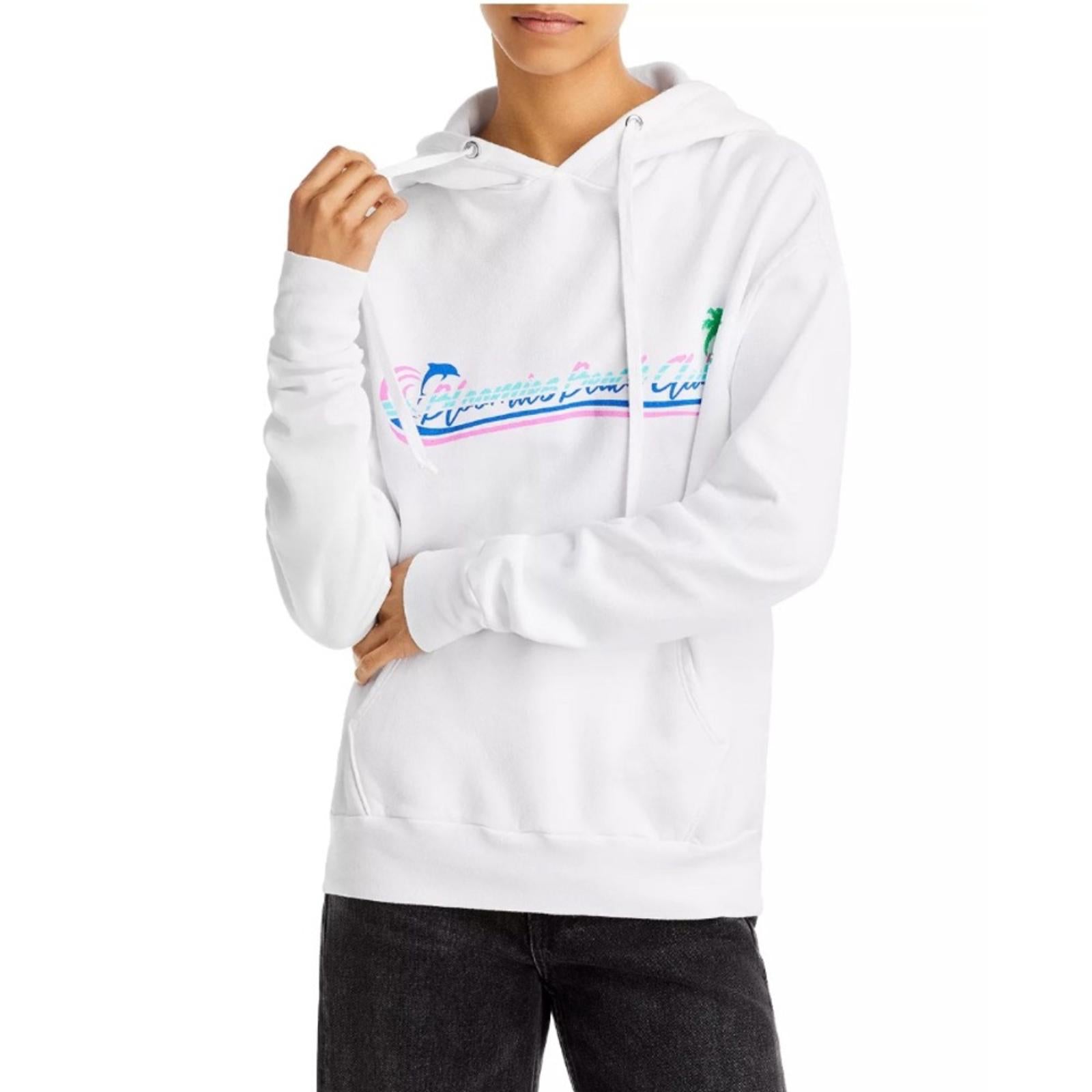 Bloomie's Unisex Beach Club Graphic Hoodie White Supima Cotton Size XS New w/Tag