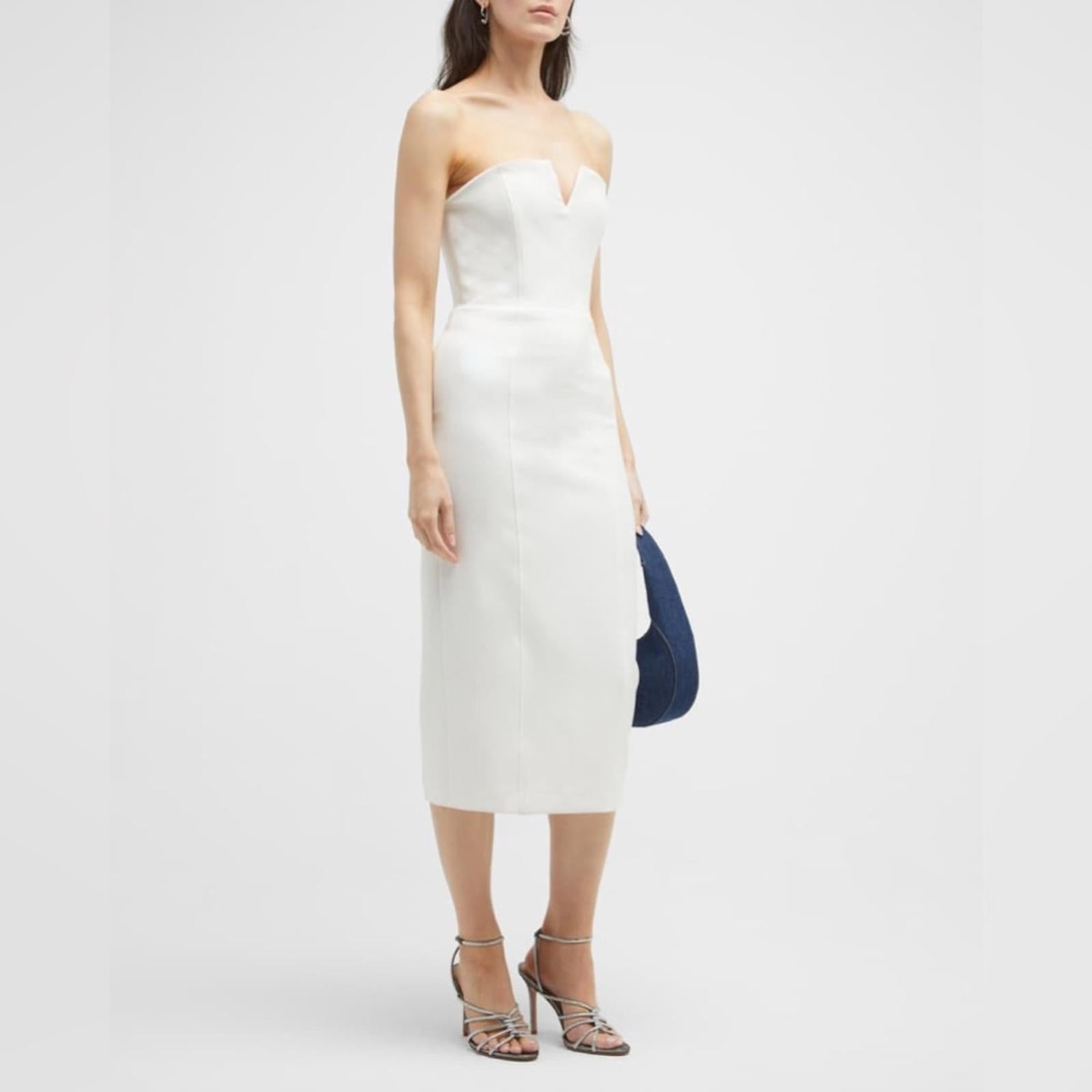 Veronica Beard Nabi WHITE Strapless Midi Dress, Size 14 New w/Tag