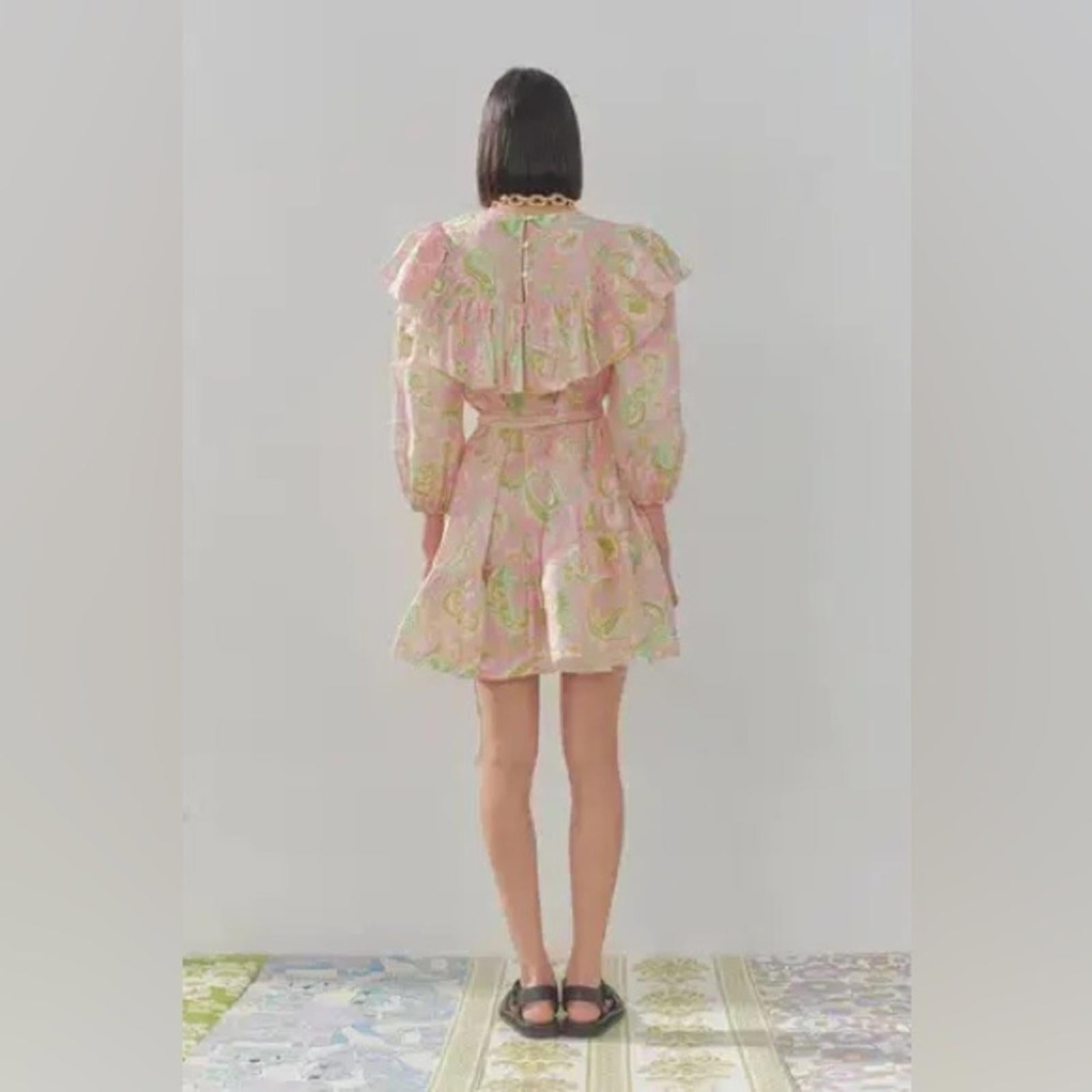 ALÉMAIS Marta Linen Ruffle Mini Dress, Size AUS 4 New w/Tag