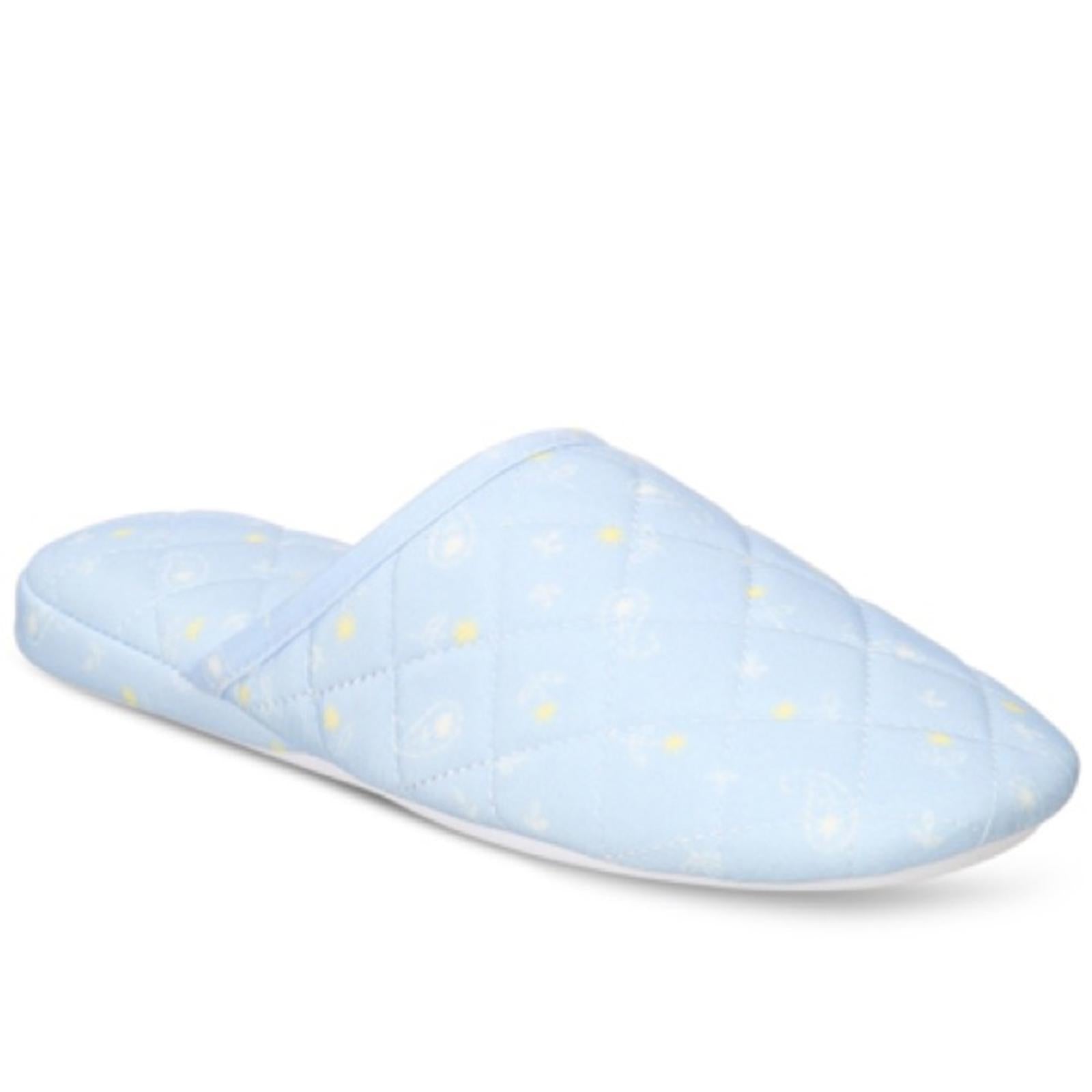 New Charter Club Quilted Paisley Floral Slippers, Blue Size L (US 9-10) NWT