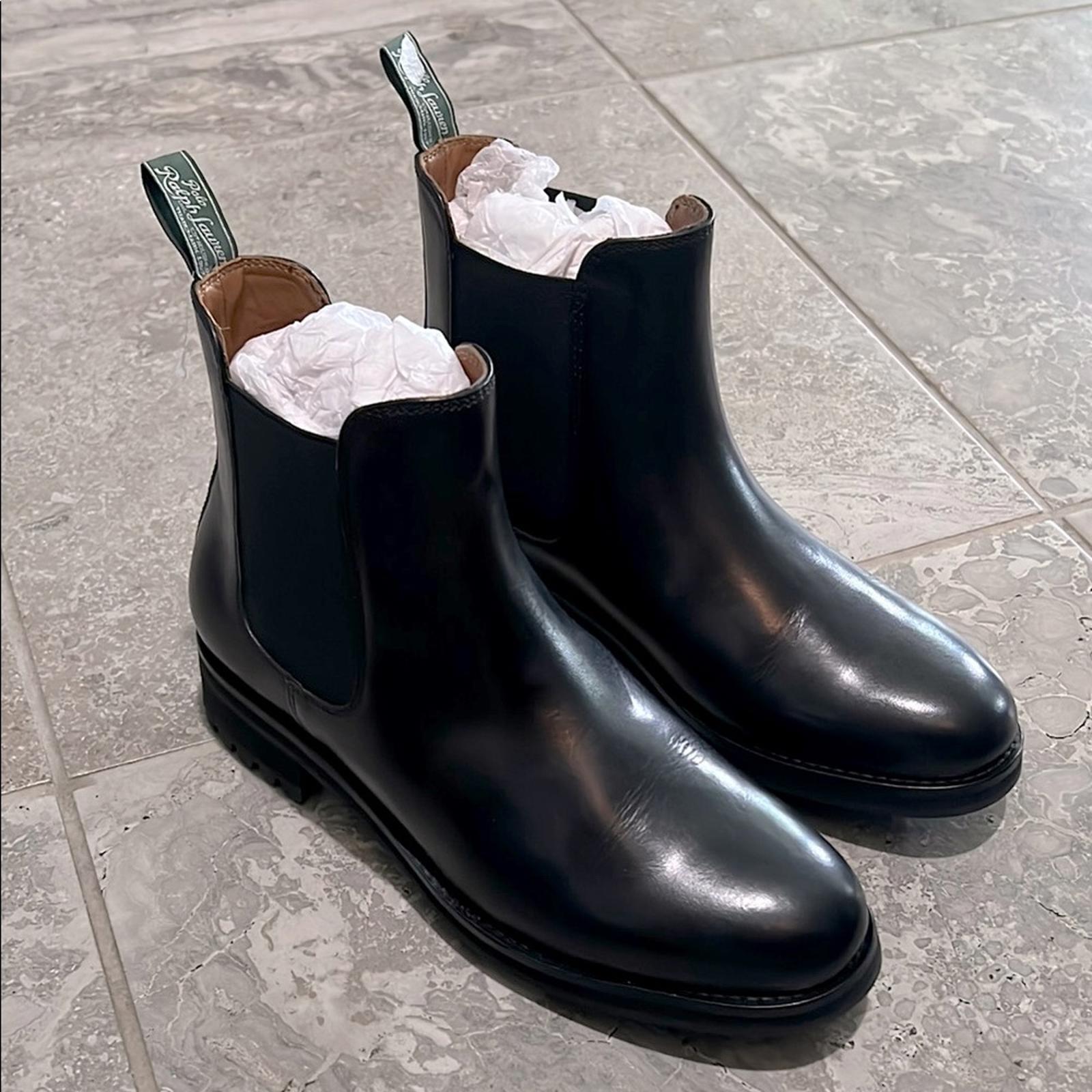 Polo Ralph Lauren Bryson Leather Chelsea Boots w/ Elastic Panels, NWT, Size 8.5
