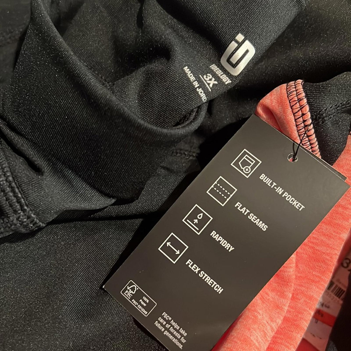 Ideology Essentials Colorblocked Cropped Leggings, Noir Peach Size 3X New w/Tag
