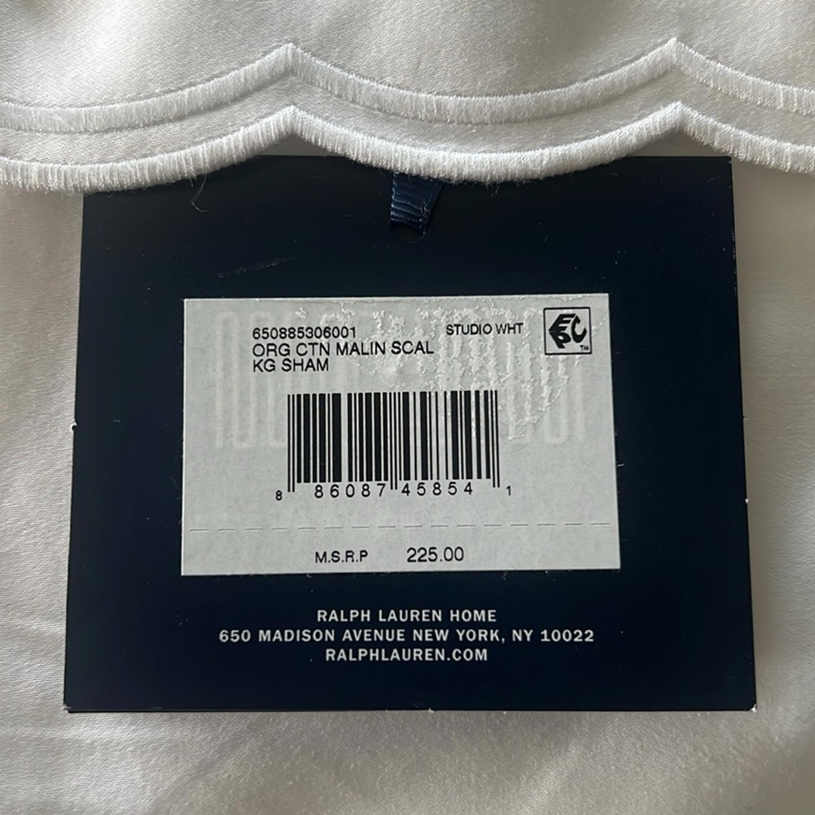 Ralph Lauren Malin Scallop Organic Cotton King Sham in Studio White, NWT $225