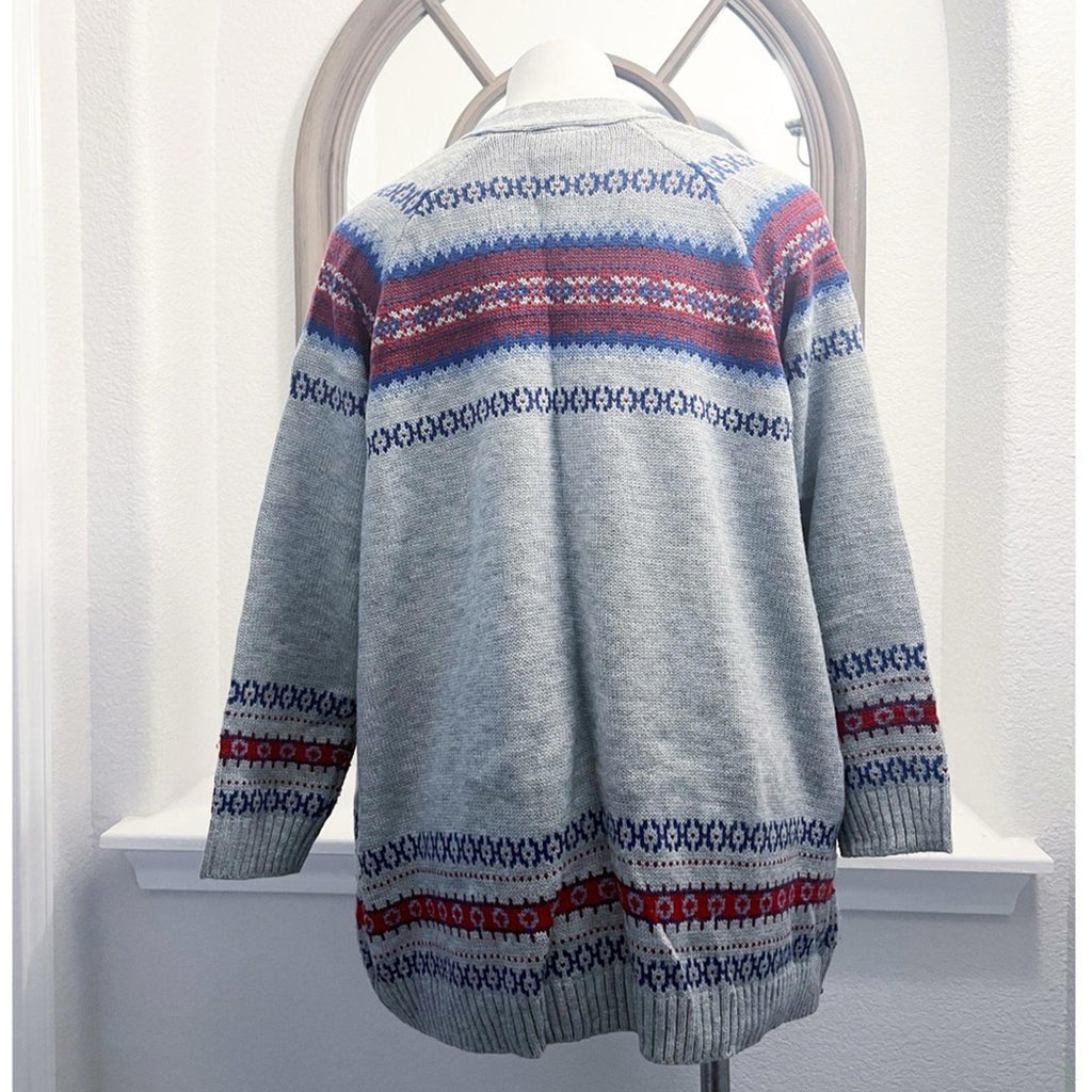 Lane Bryant Open Front Fair Isle Cardigan in Grey, Plus Size 14/16 EXCELLENT!