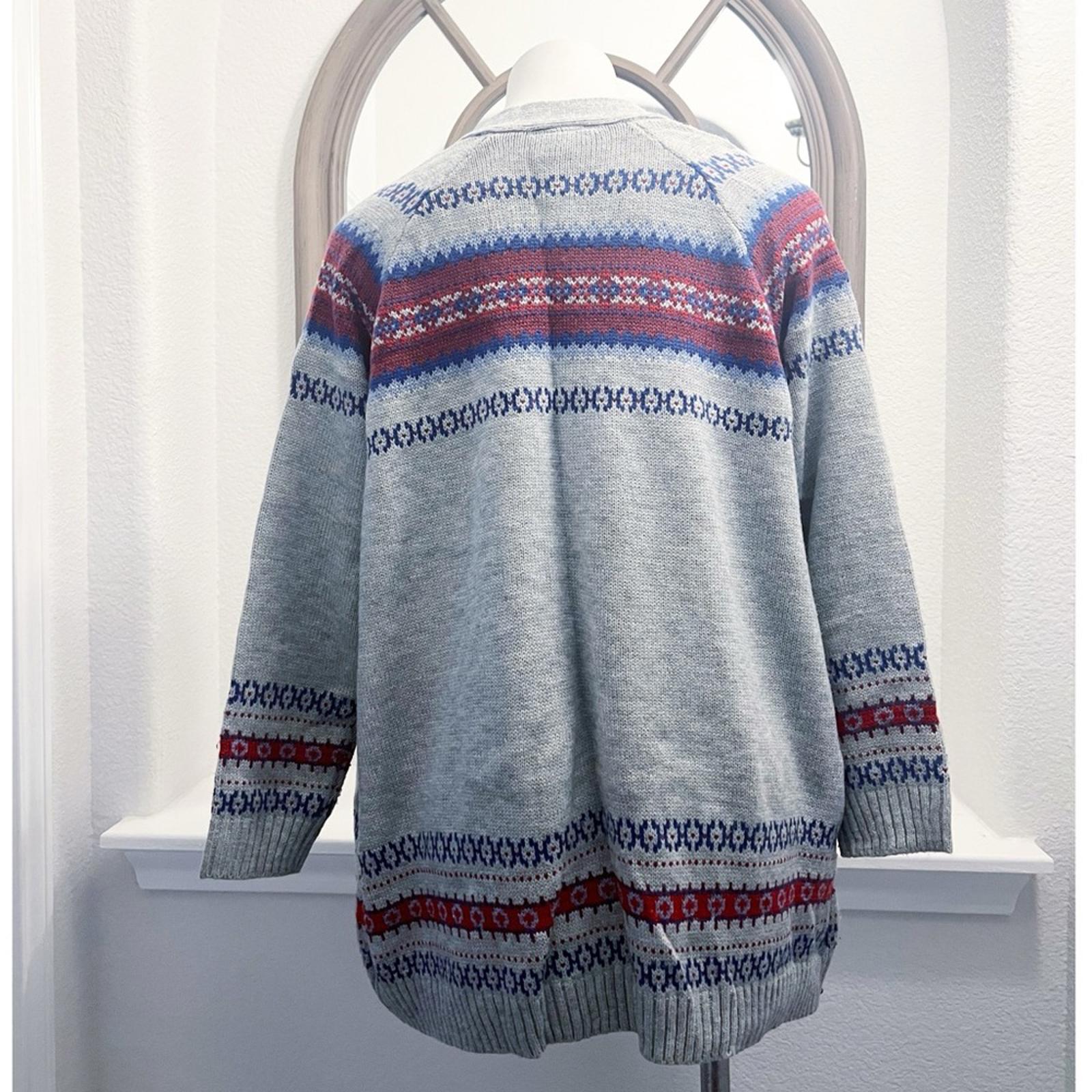 Lane Bryant Open Front Fair Isle Cardigan in Grey, Plus Size 14/16 EXCELLENT!
