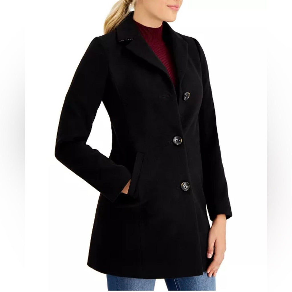 Maralyn & Me Single Breasted Reefer Trench Coat in Black, Size S New w/Tag