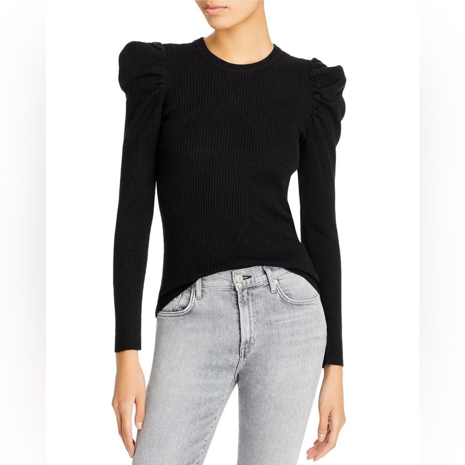 7 For All Mankind Cashmere Blend Ribbed Puff Sleeve Sweater, Size L New w/Tag