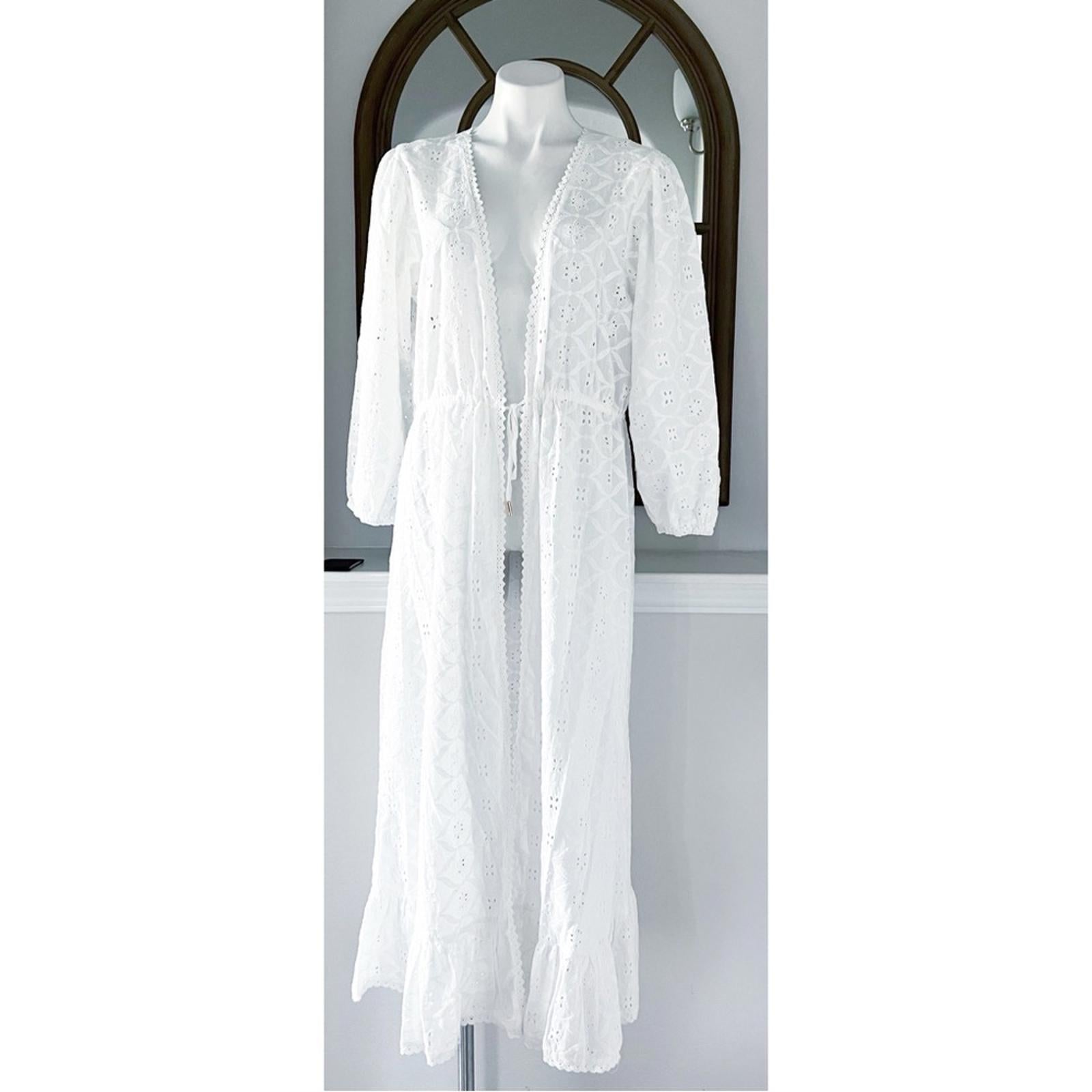 NEW Melissa Odabash Avery Cotton Kaftan Swim Cover-Up in White, Size M New w/Tag