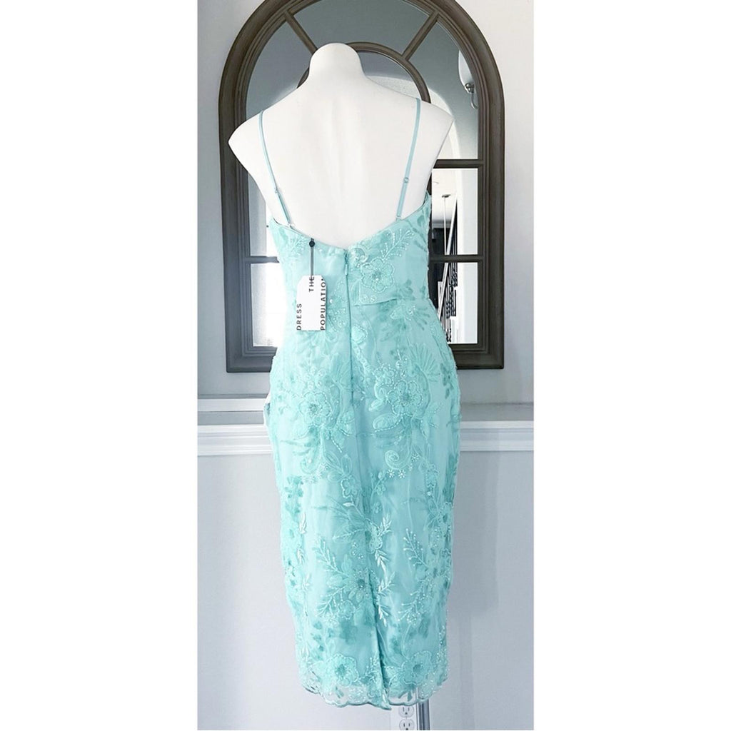 Dress the Population Josselyn Sequin Floral Body-con Dress, Mint Size M NWT $328