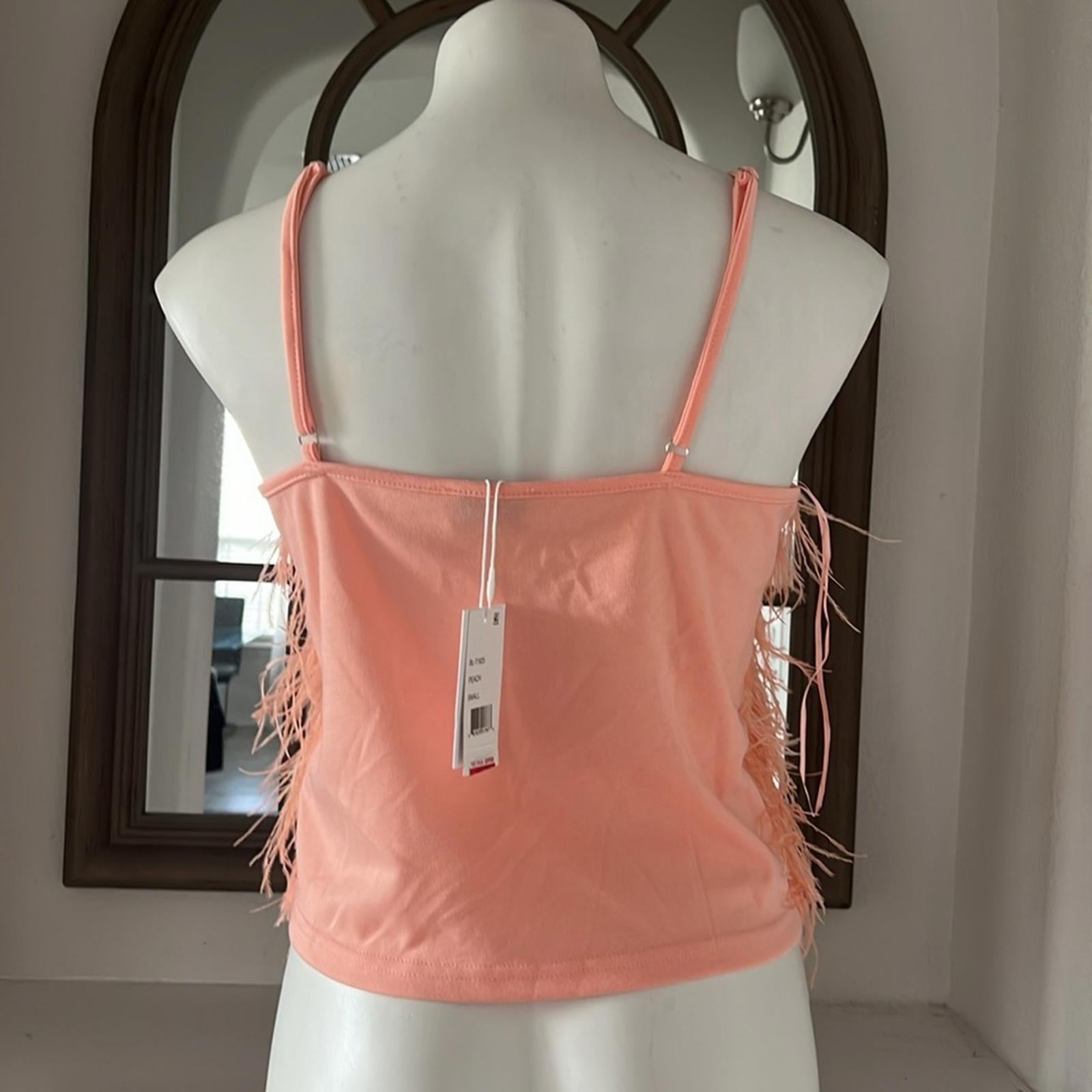 Lucy Paris Aida Feather Top, Peach Size S New w/Tag