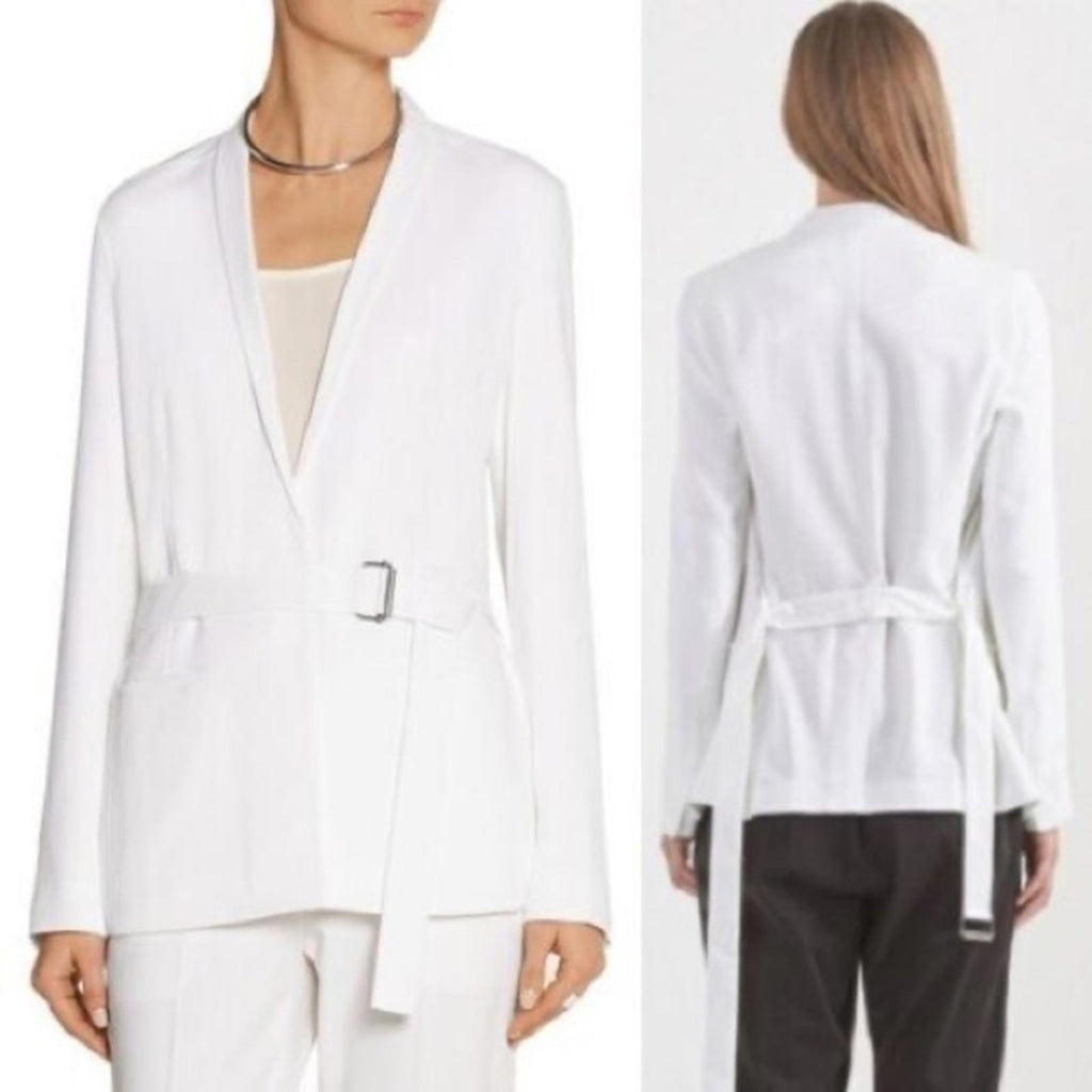 Helmut Lang Belted Blazer in White, Size 8 EXCELLENT!