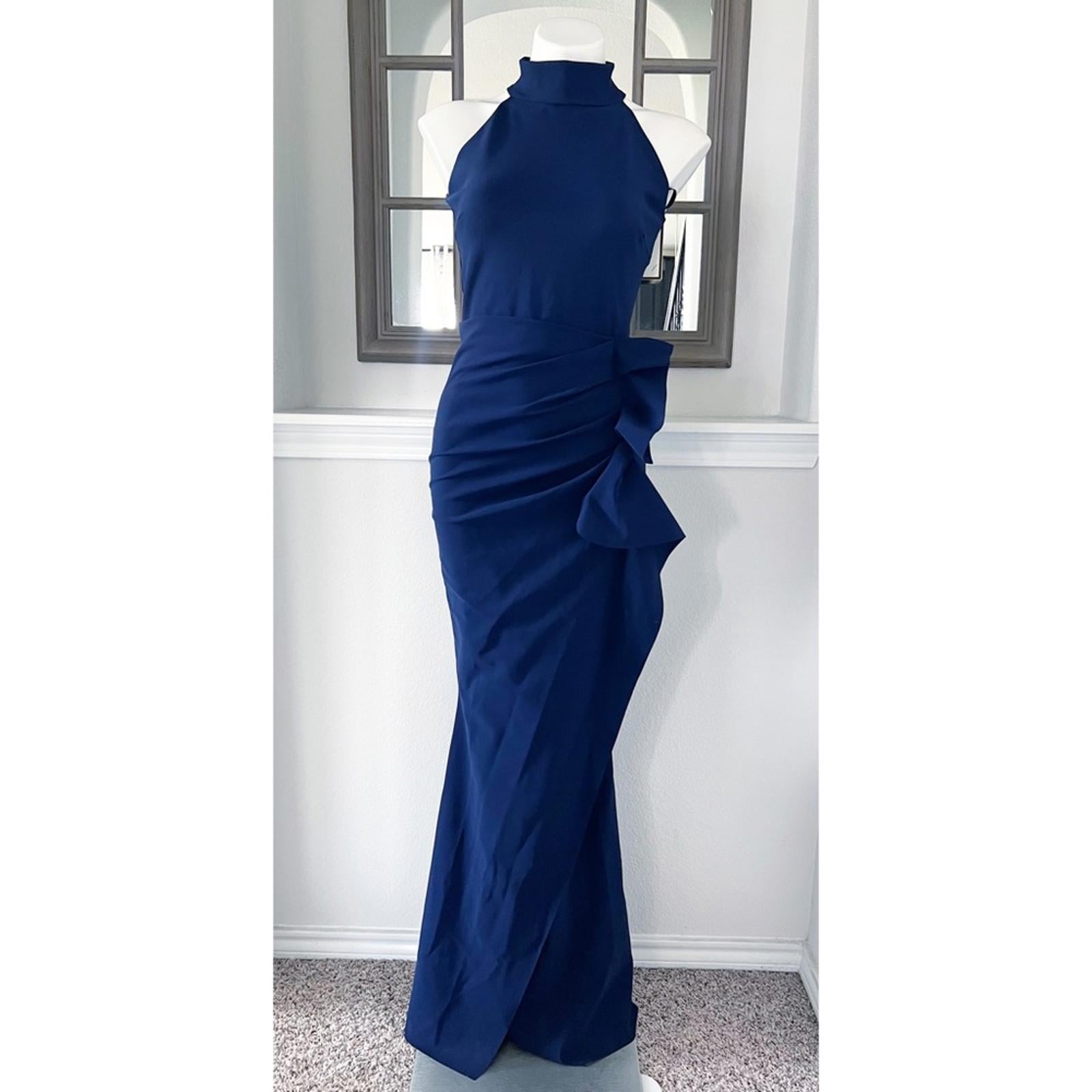 Chiara Boni La Petite Robe Gudrum Halter Ruffle Gown (Made in Italy) Size 16 NEW