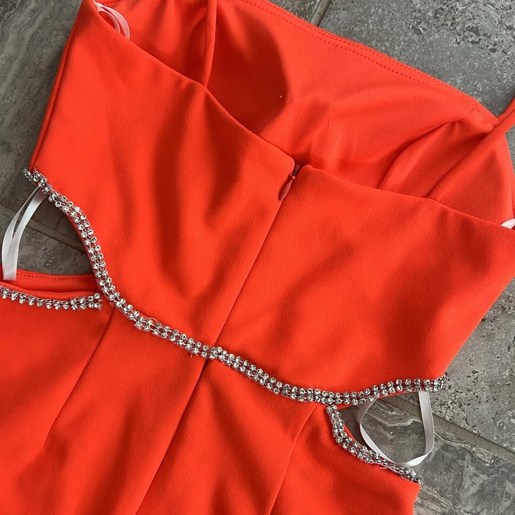 XSCAPE Side Cutout Scuba Crepe Gown in Orange, Size 0 Retail $258 EXCELLENT!