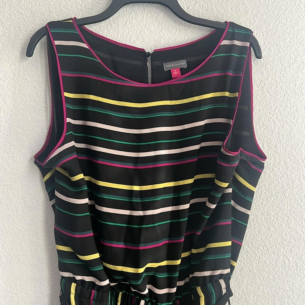 Vince Camuto Striped Jumpsuit in Black Multi, Size XL