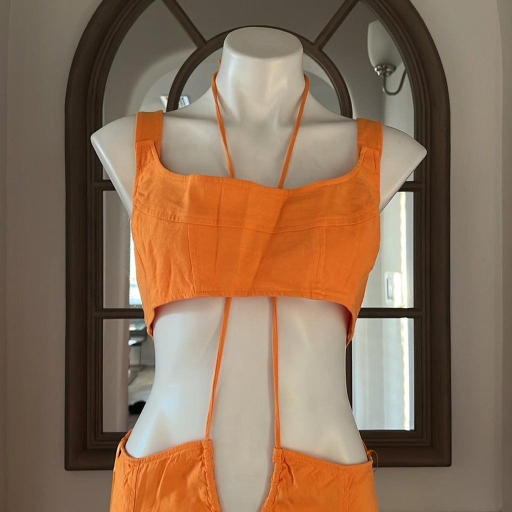 NEW Cult Gaia Eileen Waist Cutout Dress, Revolve Apricot, Size L New w/Tag