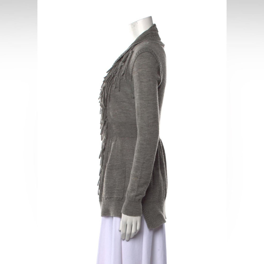 Rebecca Taylor Peplum Wool Fringe Cardigan, Size M, Retail $325