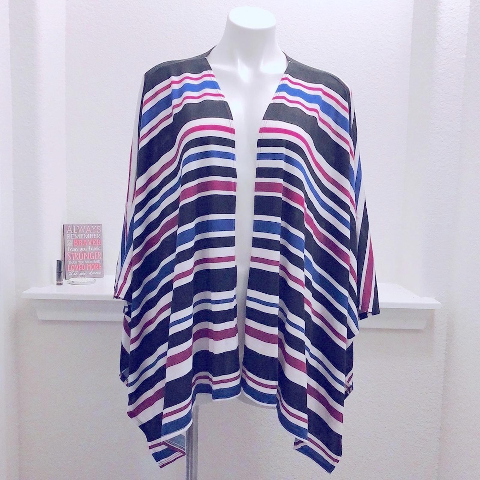 Travel Elements Striped Cardigan, Poncho Knit Sweater Size L New w/Tag