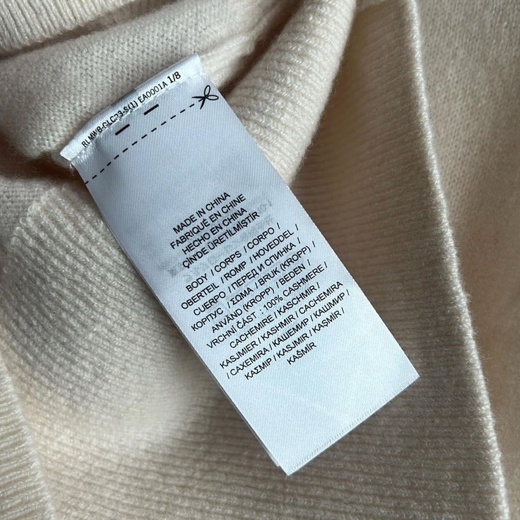 Lauren Ralph Lauren Cashmere Funnelneck Sweater in Winter Cream, NWT, Size S